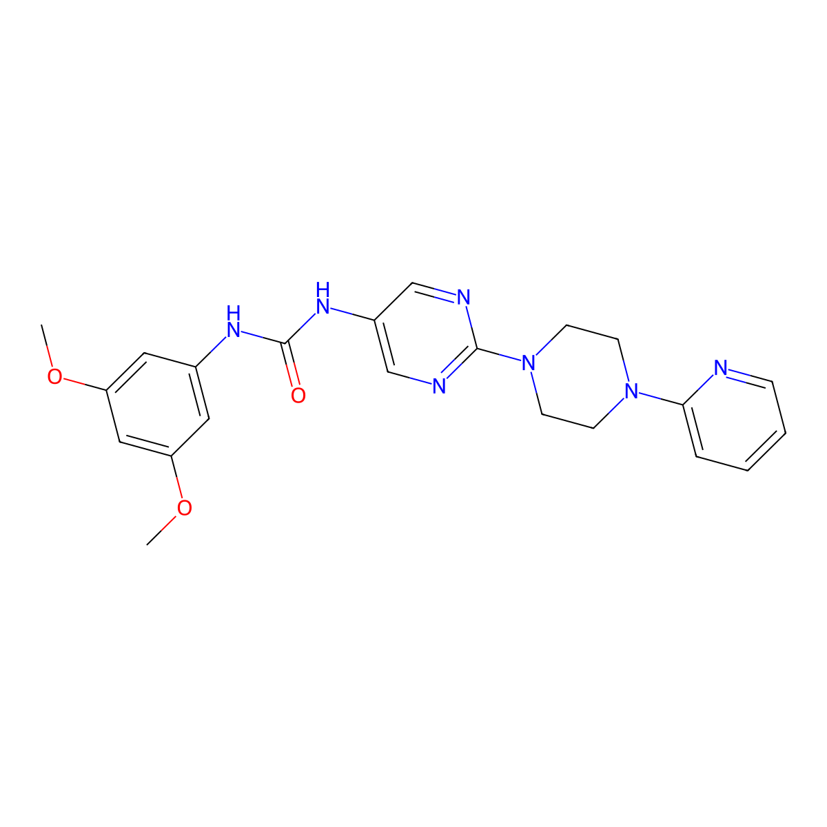 1-(3,5-Dimethoxyphenyl)-3-{2-[4-(pyridin-2-yl)piperazin-1-yl]pyrimidin-5-yl}urea molecular structure, CAS 1396853-45-4