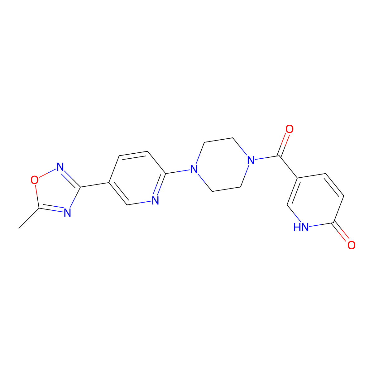 5-(4-(5-(5-methyl-1,2,4-oxadiazol-3-yl)pyridin-2-yl)piperazine-1-carbonyl)pyridin-2(1H)-one molecular structure, CAS 1396853-46-5