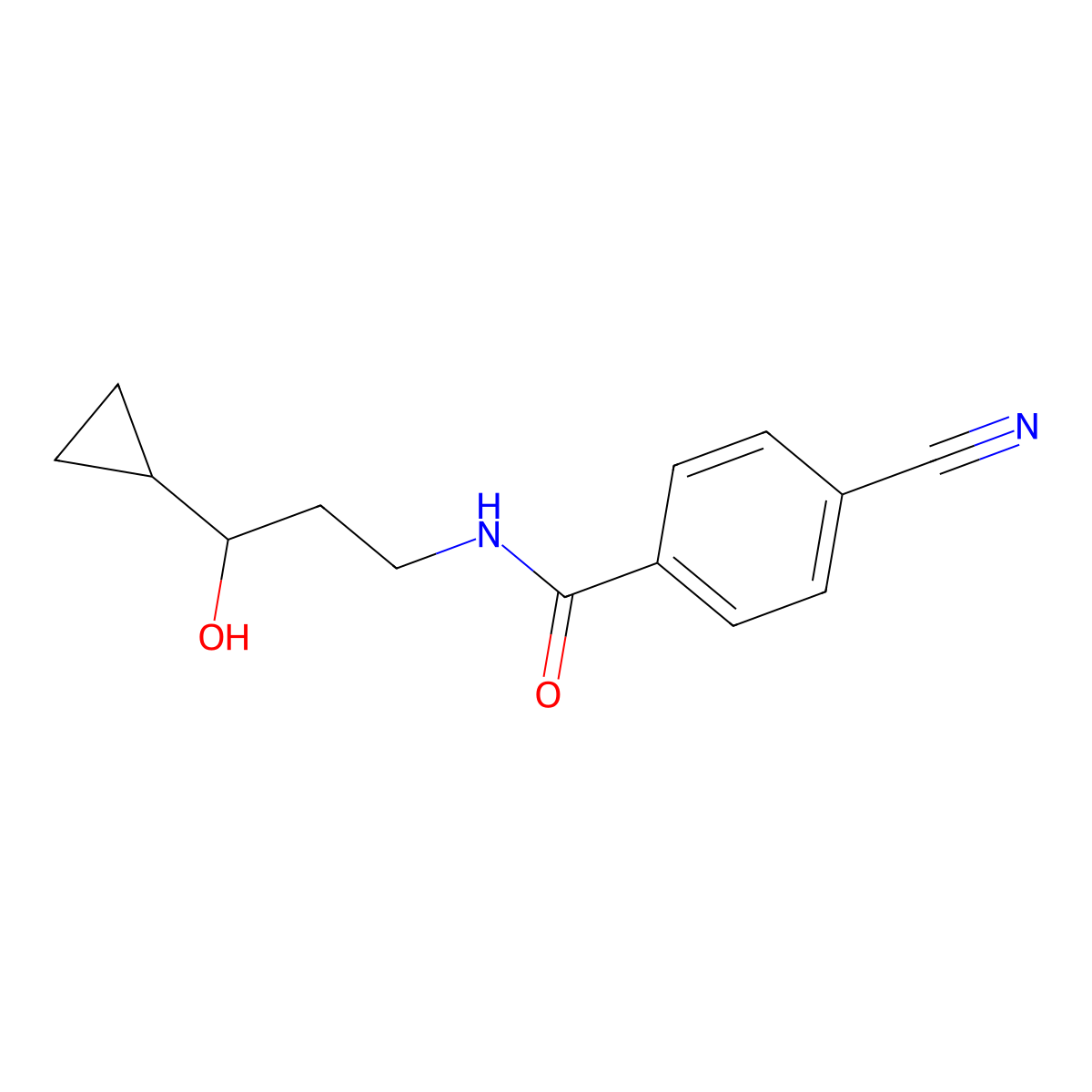 4-cyano-N-(3-cyclopropyl-3-hydroxypropyl)benzamide molecular structure, CAS 1396853-63-6