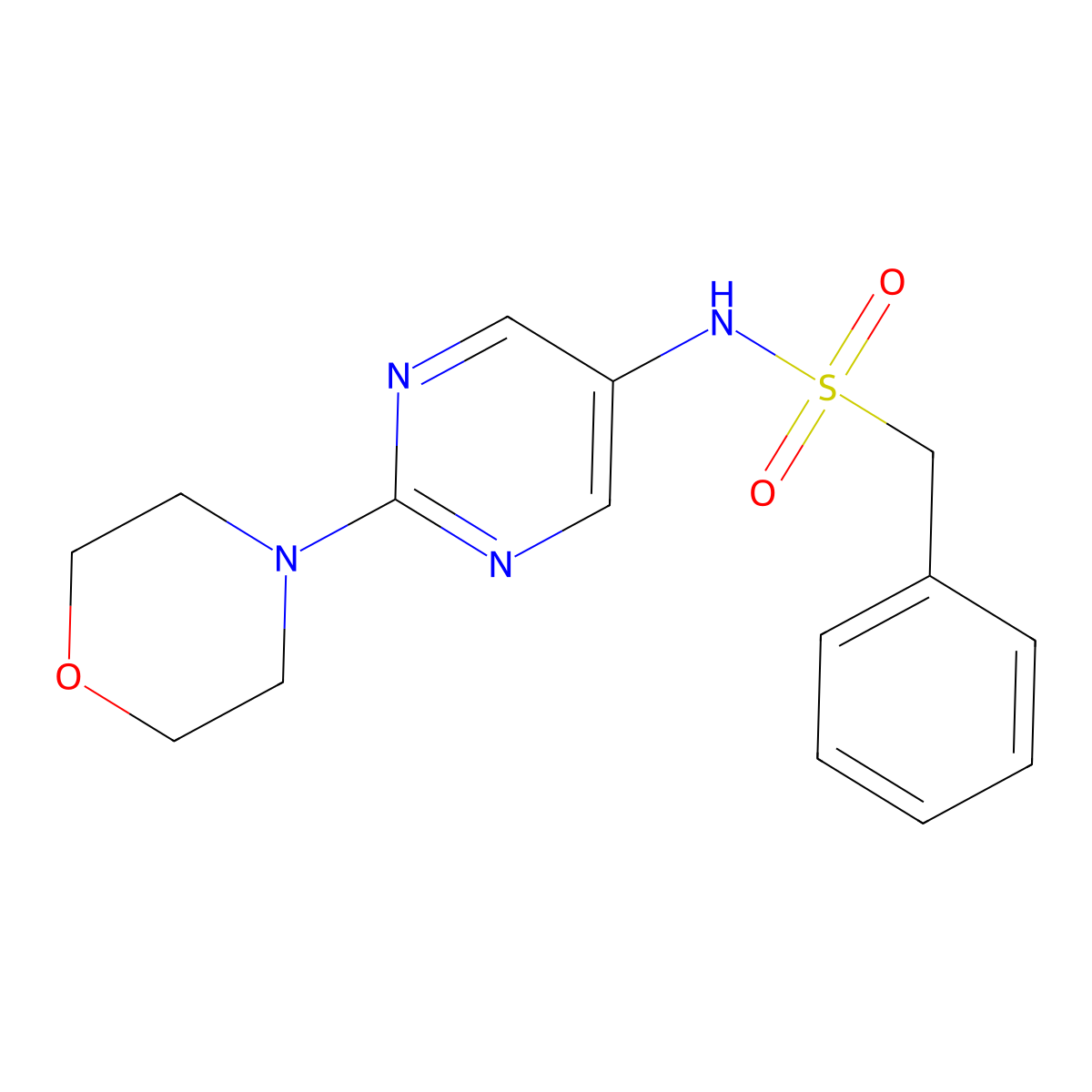 N-(2-morpholinopyrimidin-5-yl)-1-phenylmethanesulfonamide molecular structure, CAS 1396853-66-9