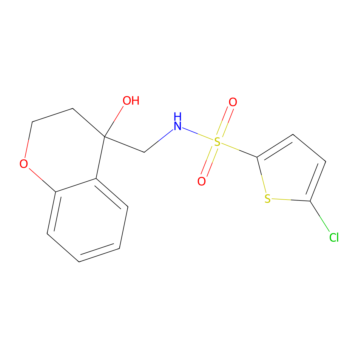 5-chloro-N-((4-hydroxychroman-4-yl)methyl)thiophene-2-sulfonamide molecular structure, CAS 1396853-69-2
