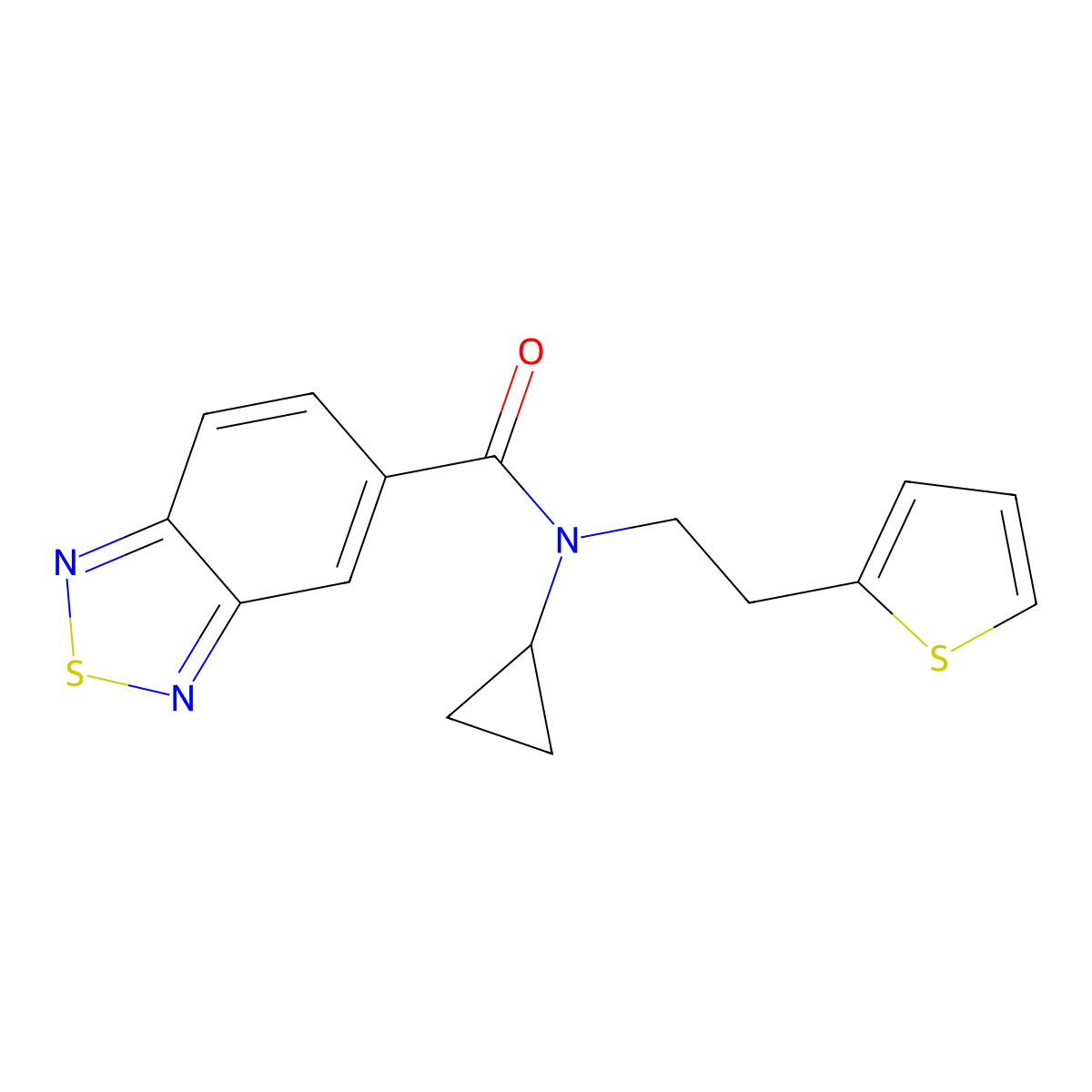 N-cyclopropyl-N-(2-(thiophen-2-yl)ethyl)benzo[c][1,2,5]thiadiazole-5-carboxamide molecular structure, CAS 1396853-70-5