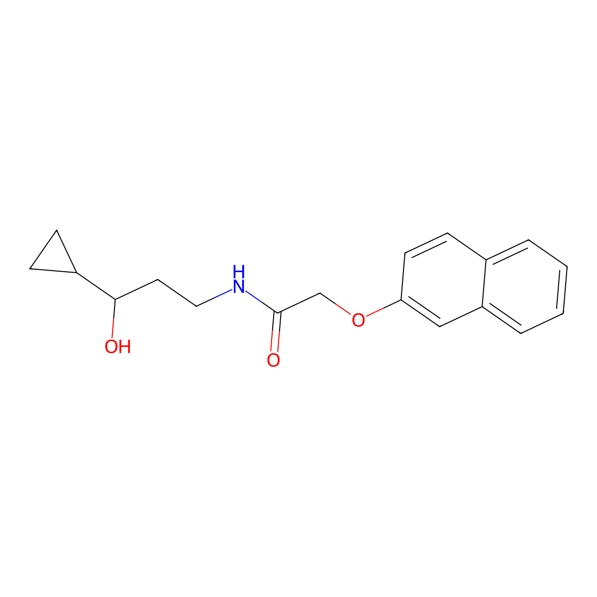 N-(3-cyclopropyl-3-hydroxypropyl)-2-(naphthalen-2-yloxy)acetamide molecular structure, CAS 1396853-74-9