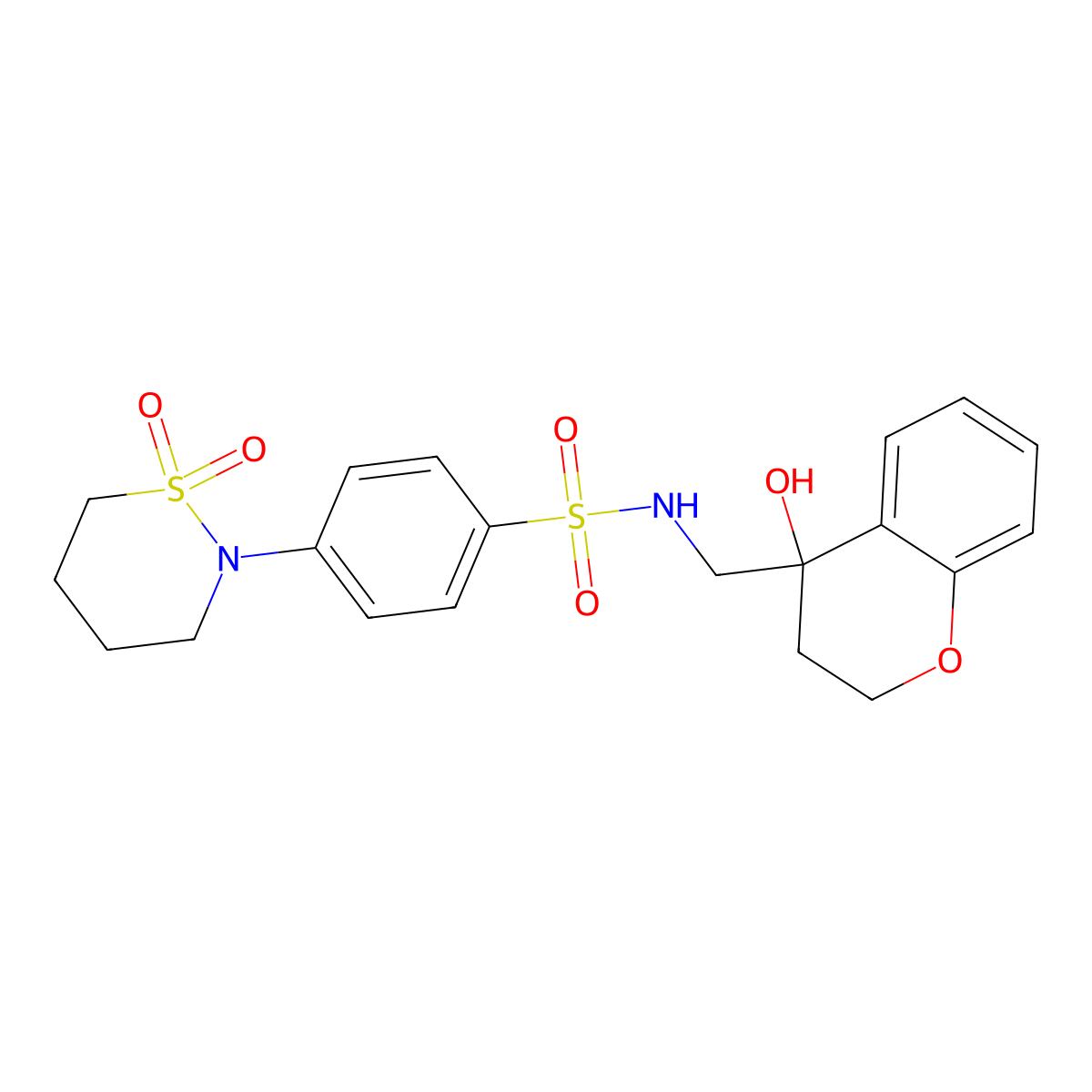4-(1,1-dioxido-1,2-thiazinan-2-yl)-N-((4-hydroxychroman-4-yl)methyl)benzenesulfonamide molecular structure, CAS 1396853-77-2