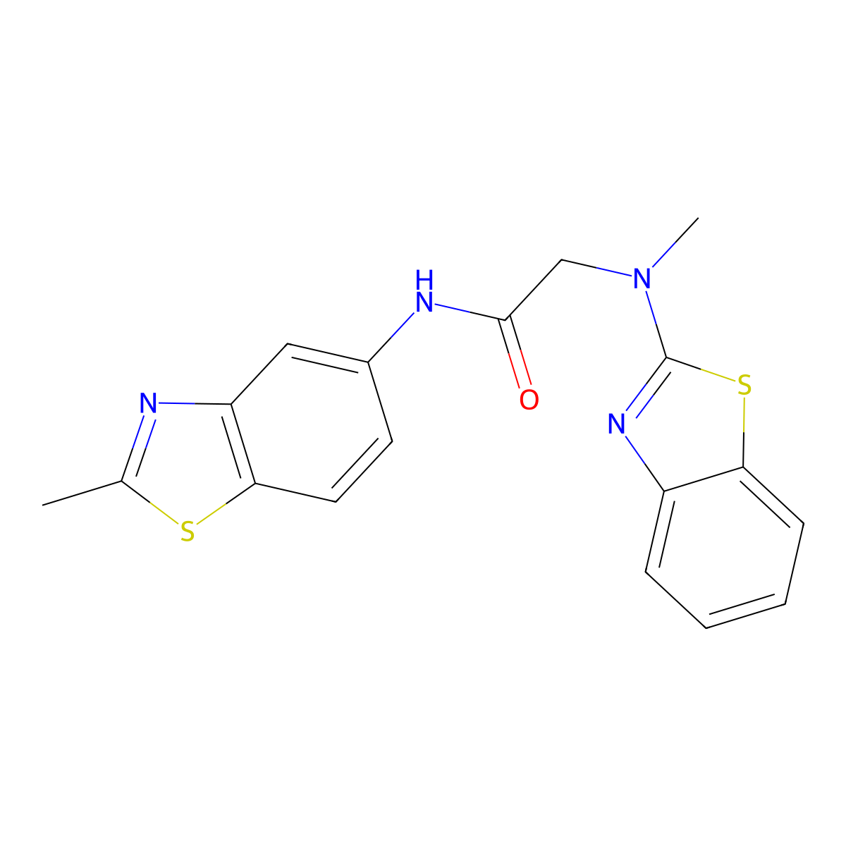 2-[(1,3-benzothiazol-2-yl)(methyl)amino]-N-(2-methyl-1,3-benzothiazol-5-yl)acetamide molecular structure, CAS 1396853-80-7