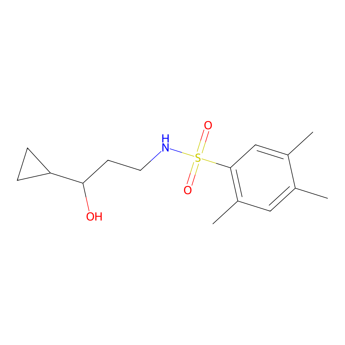 N-(3-cyclopropyl-3-hydroxypropyl)-2,4,5-trimethylbenzenesulfonamide molecular structure, CAS 1396853-84-1