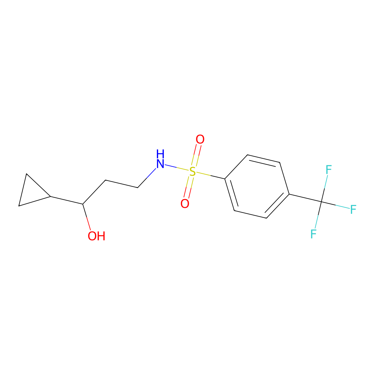 N-(3-cyclopropyl-3-hydroxypropyl)-4-(trifluoromethyl)benzenesulfonamide molecular structure, CAS 1396853-90-9