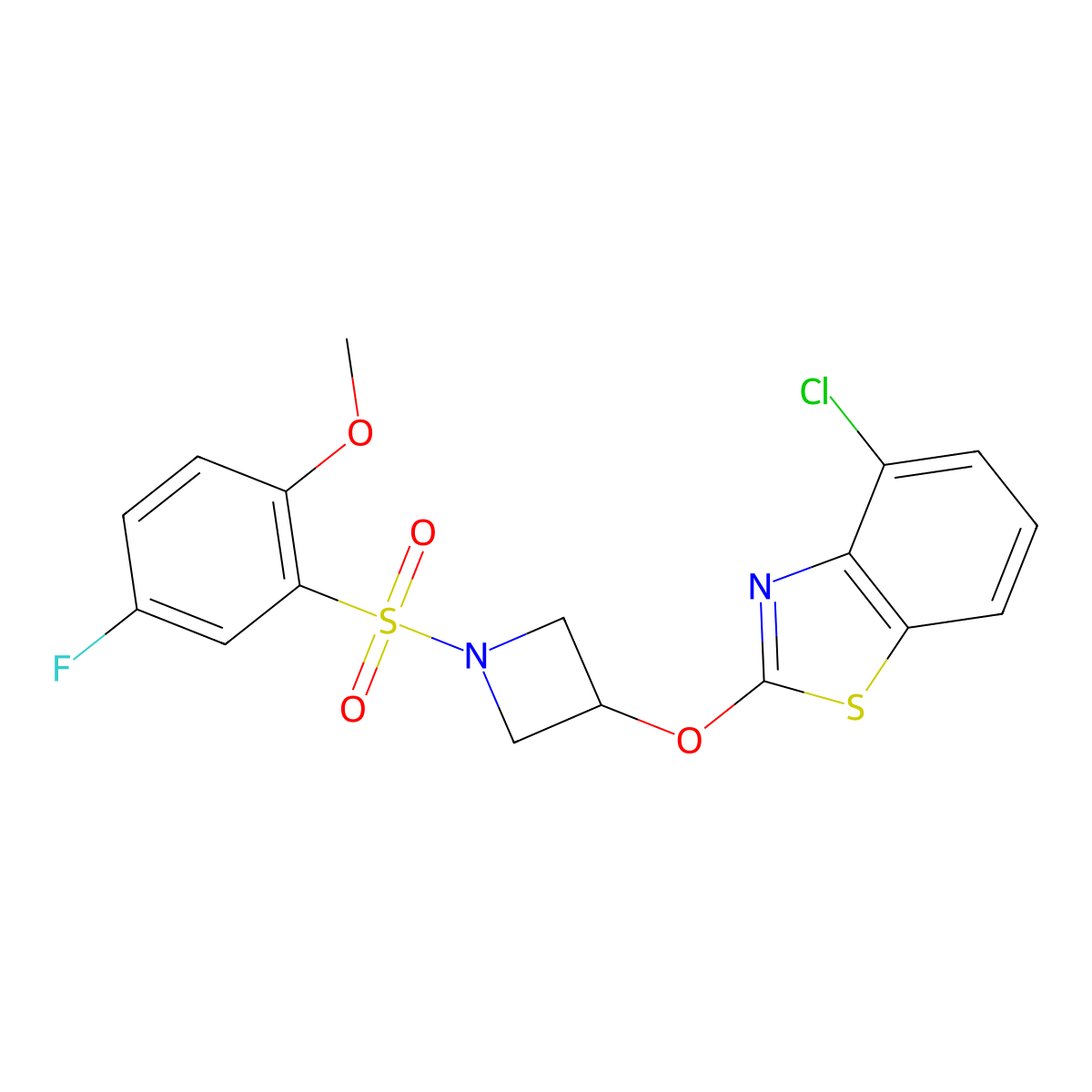 4-Chloro-2-((1-((5-fluoro-2-methoxyphenyl)sulfonyl)azetidin-3-yl)oxy)benzo[d]thiazole molecular structure, CAS 1396853-96-5