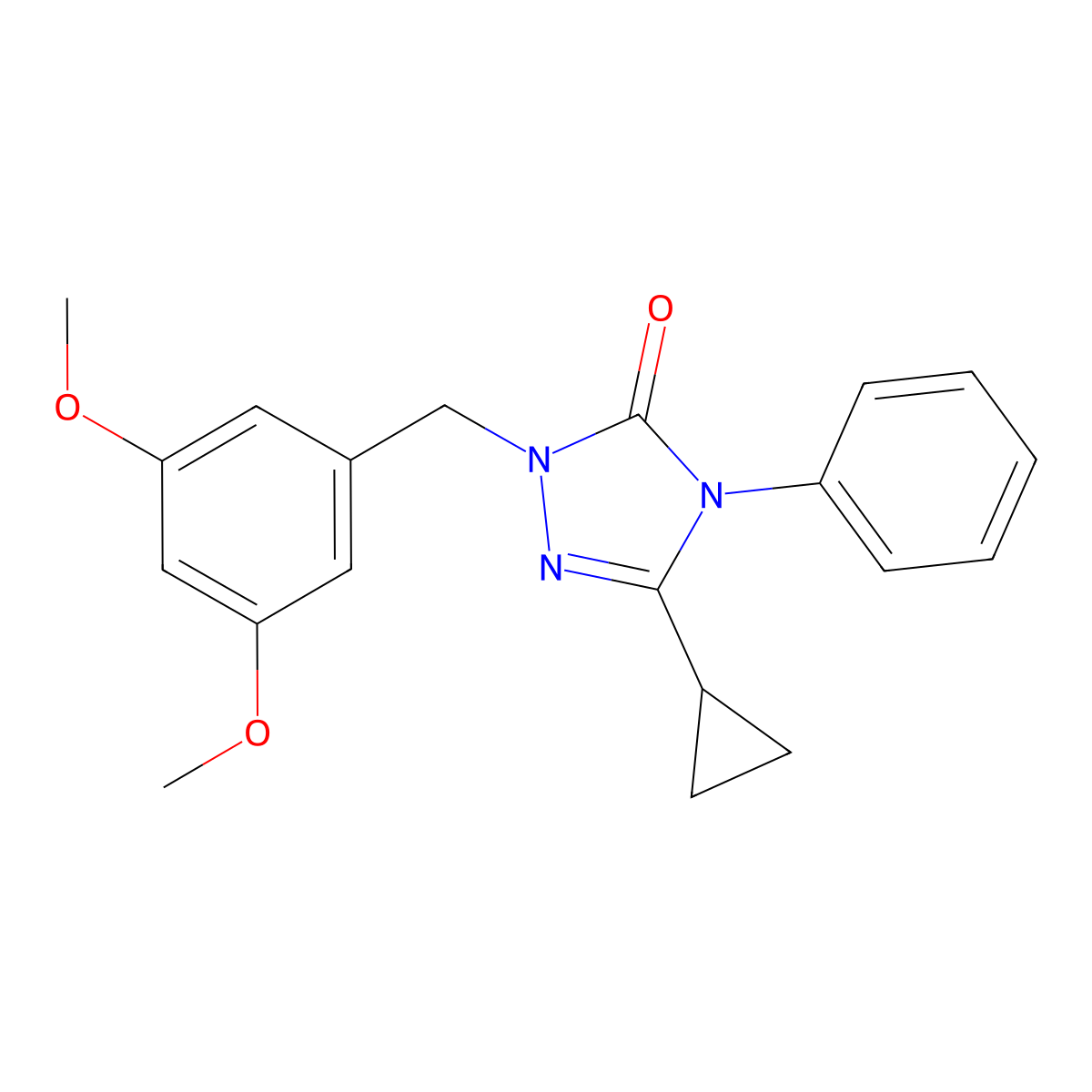 3-cyclopropyl-1-(3,5-dimethoxybenzyl)-4-phenyl-1H-1,2,4-triazol-5(4H)-one molecular structure, CAS 1396853-99-8