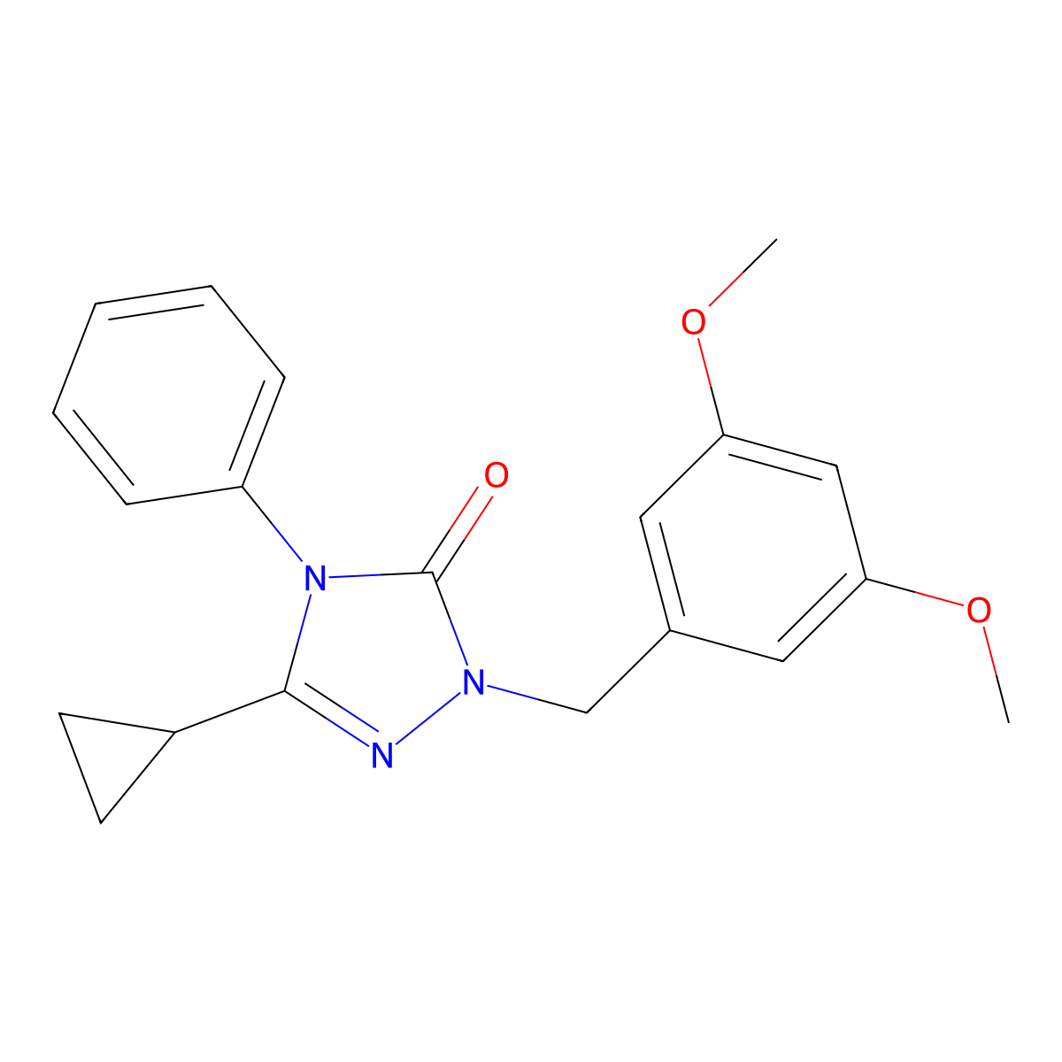 3-cyclopropyl-1-(3,5-dimethoxybenzyl)-4-phenyl-1H-1,2,4-triazol-5(4H)-one molecular structure, CAS 1396853-99-8