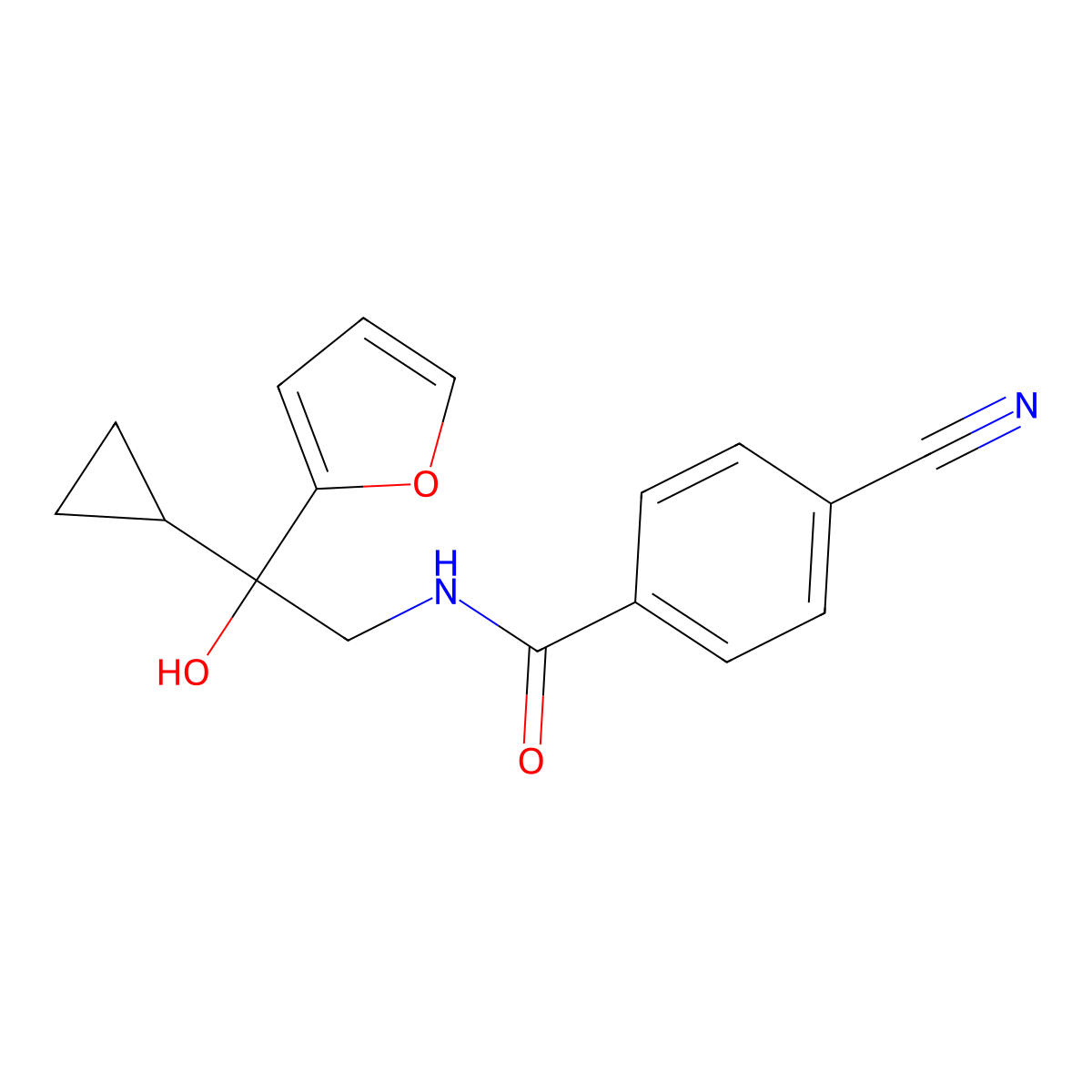 4-cyano-N-[2-cyclopropyl-2-(furan-2-yl)-2-hydroxyethyl]benzamide molecular structure, CAS 1396854-01-5