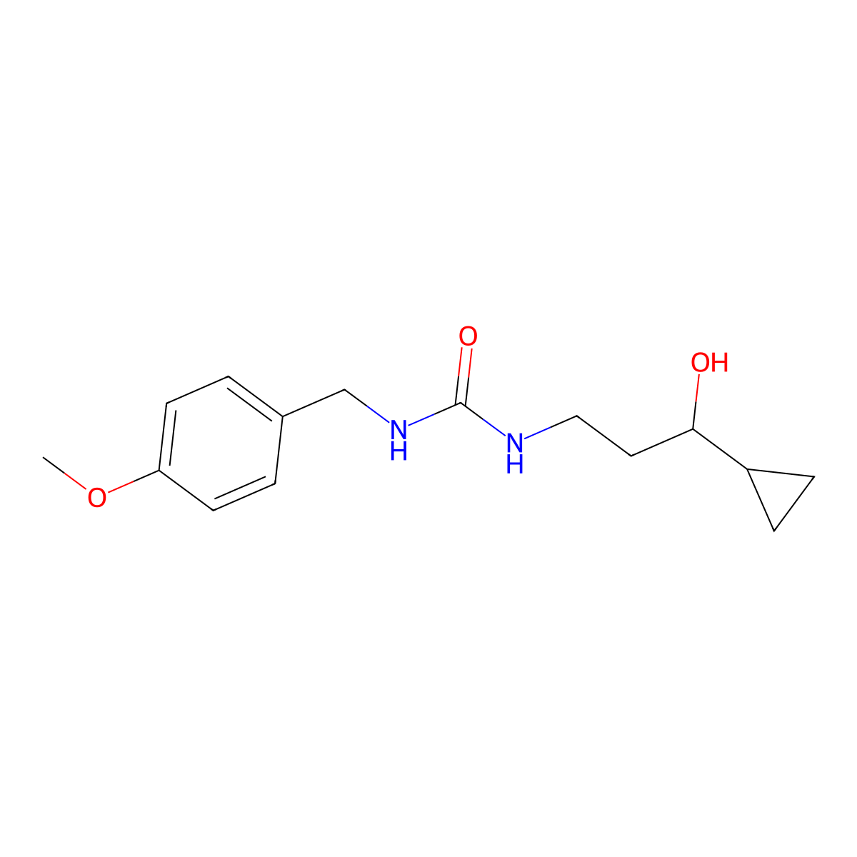 1-(3-Cyclopropyl-3-hydroxypropyl)-3-(4-methoxybenzyl)urea molecular structure, CAS 1396854-08-2