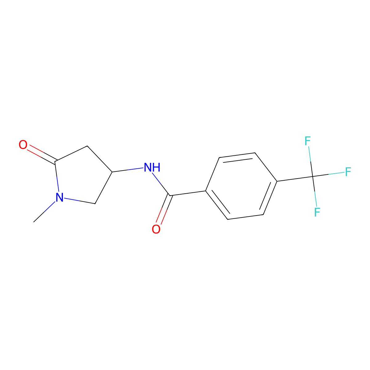 N-(1-methyl-5-oxopyrrolidin-3-yl)-4-(trifluoromethyl)benzamide molecular structure, CAS 1396854-09-3