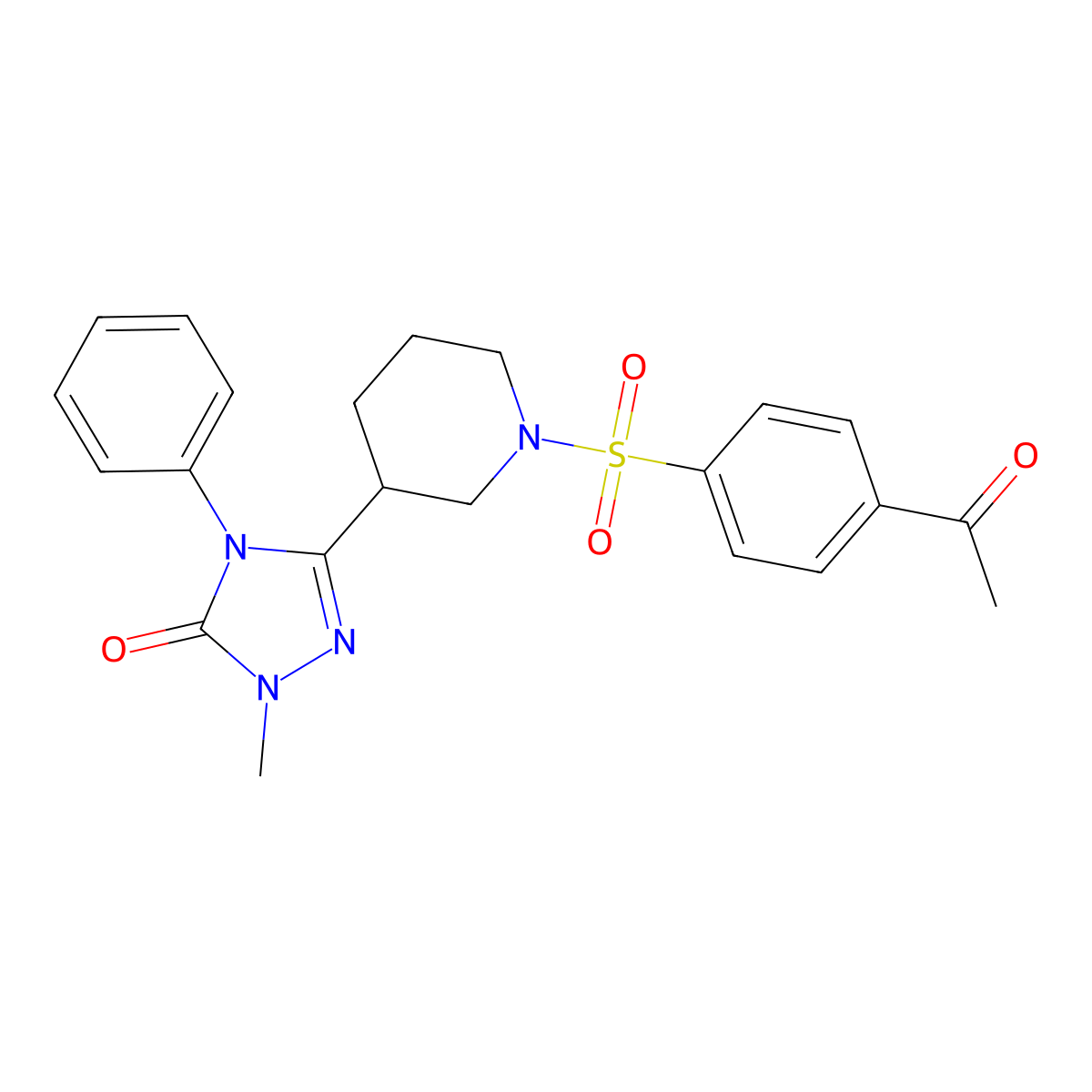 3-(1-((4-acetylphenyl)sulfonyl)piperidin-3-yl)-1-methyl-4-phenyl-1H-1,2,4-triazol-5(4H)-one molecular structure, CAS 1396854-12-8