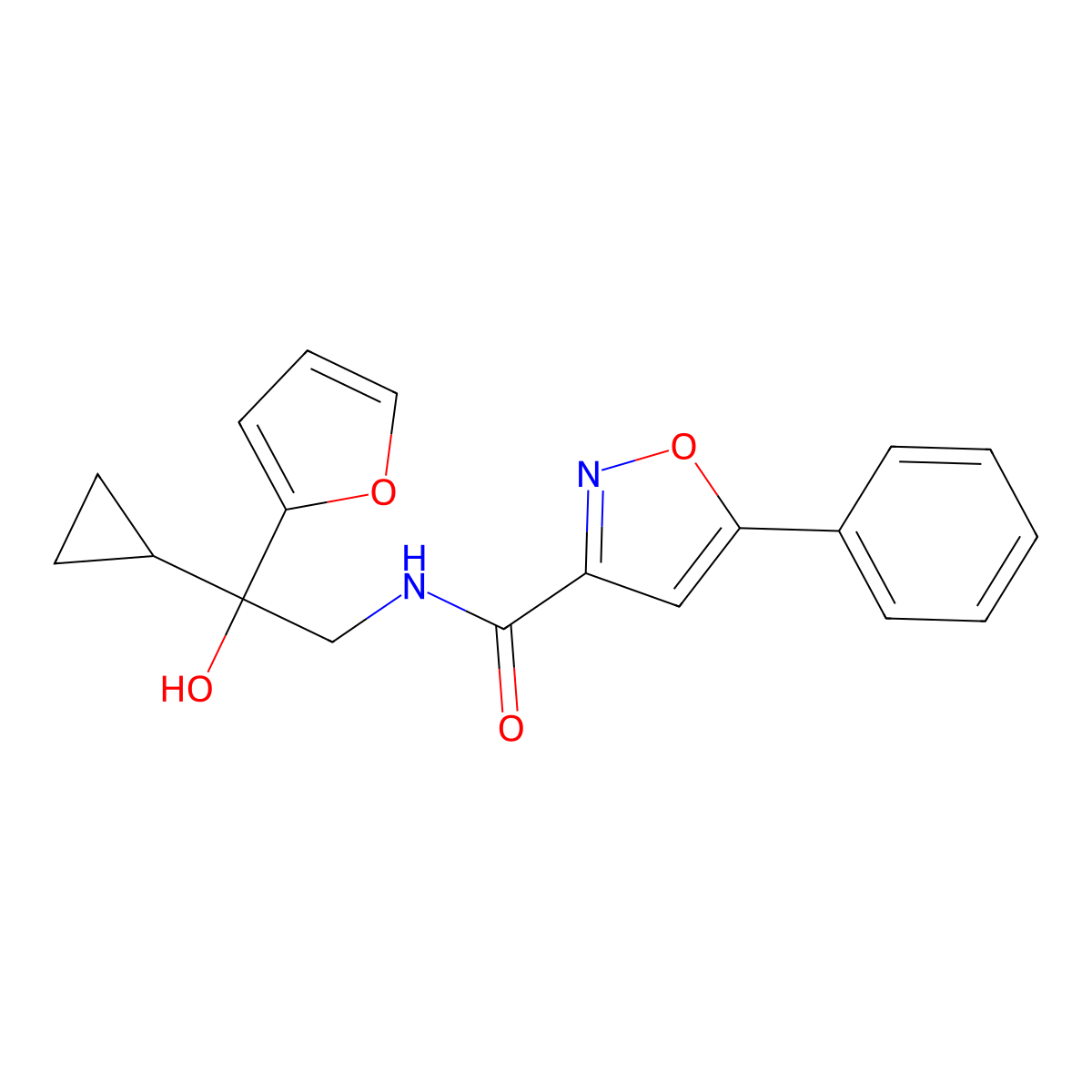 N-(2-cyclopropyl-2-(furan-2-yl)-2-hydroxyethyl)-5-phenylisoxazole-3-carboxamide molecular structure, CAS 1396854-13-9