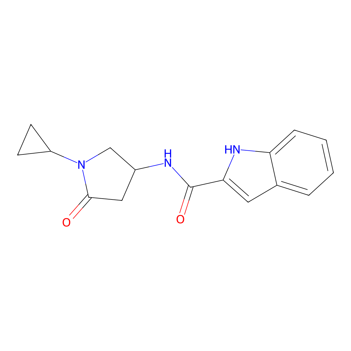 N-(1-cyclopropyl-5-oxopyrrolidin-3-yl)-1H-indole-2-carboxamide molecular structure, CAS 1396854-15-1