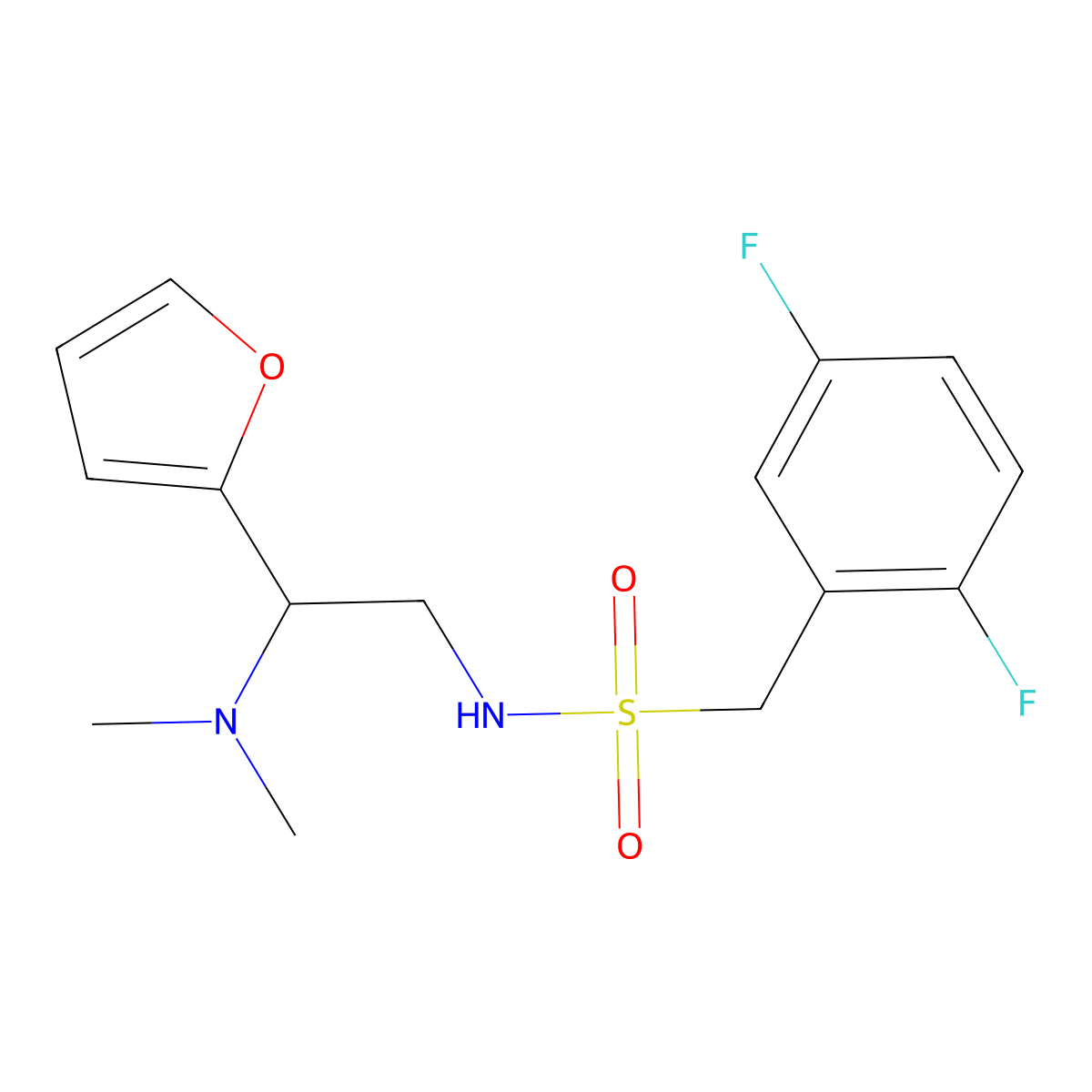 1-(2,5-difluorophenyl)-N-[2-(dimethylamino)-2-(furan-2-yl)ethyl]methanesulfonamide molecular structure, CAS 1396854-20-8