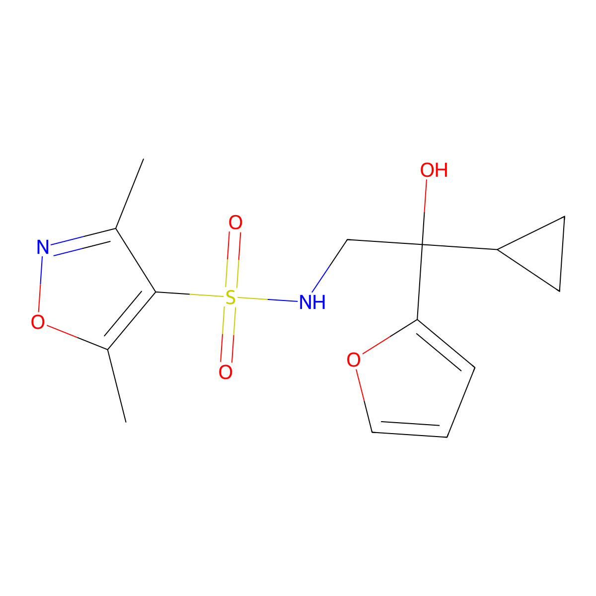 N-(2-cyclopropyl-2-(furan-2-yl)-2-hydroxyethyl)-3,5-dimethylisoxazole-4-sulfonamide molecular structure, CAS 1396854-21-9