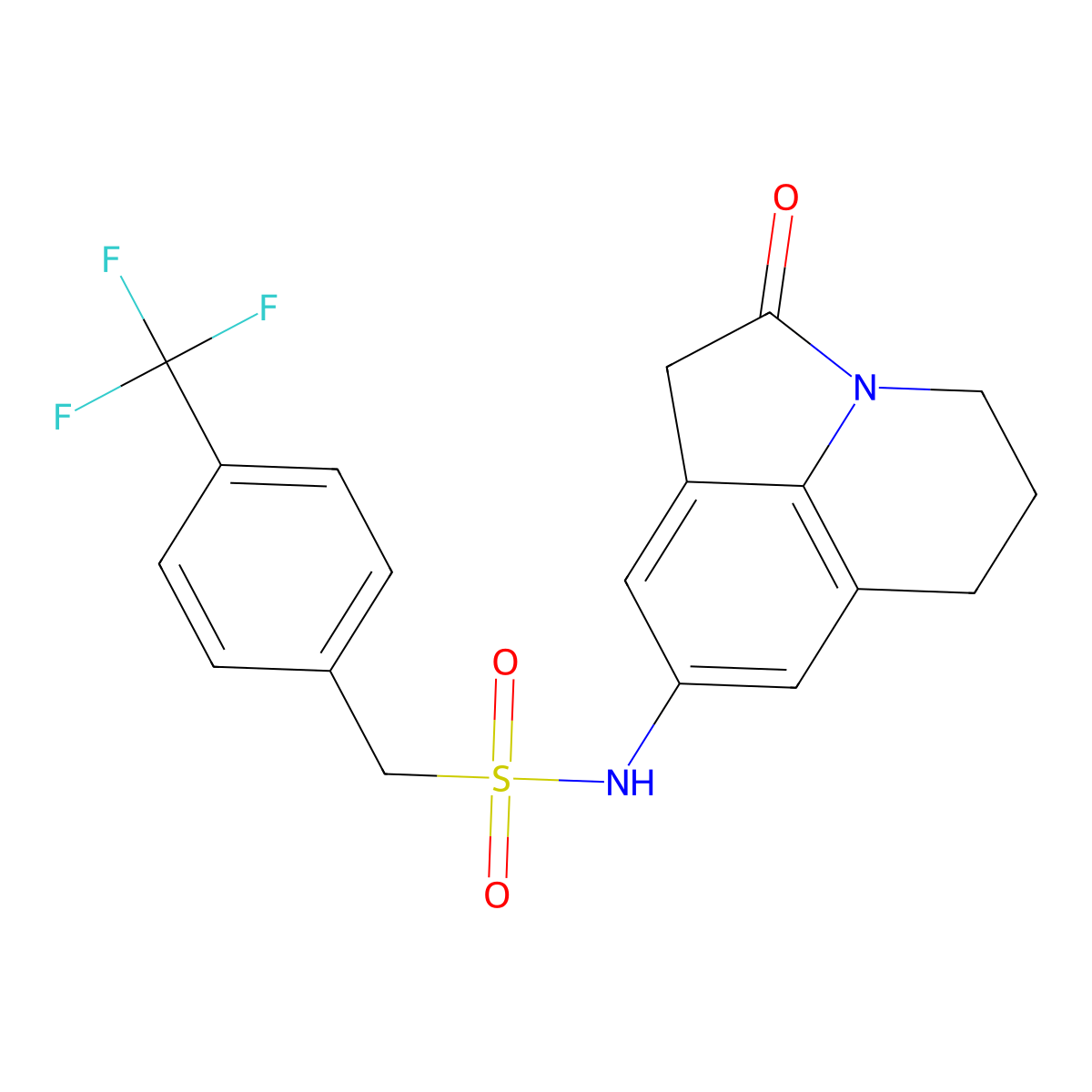 N-{2-oxo-1-azatricyclo[6.3.1.0^{4,12}]dodeca-4(12),5,7-trien-6-yl}-1-[4-(trifluoromethyl)phenyl]methanesulfonamide molecular structure, CAS 1396854-25-3