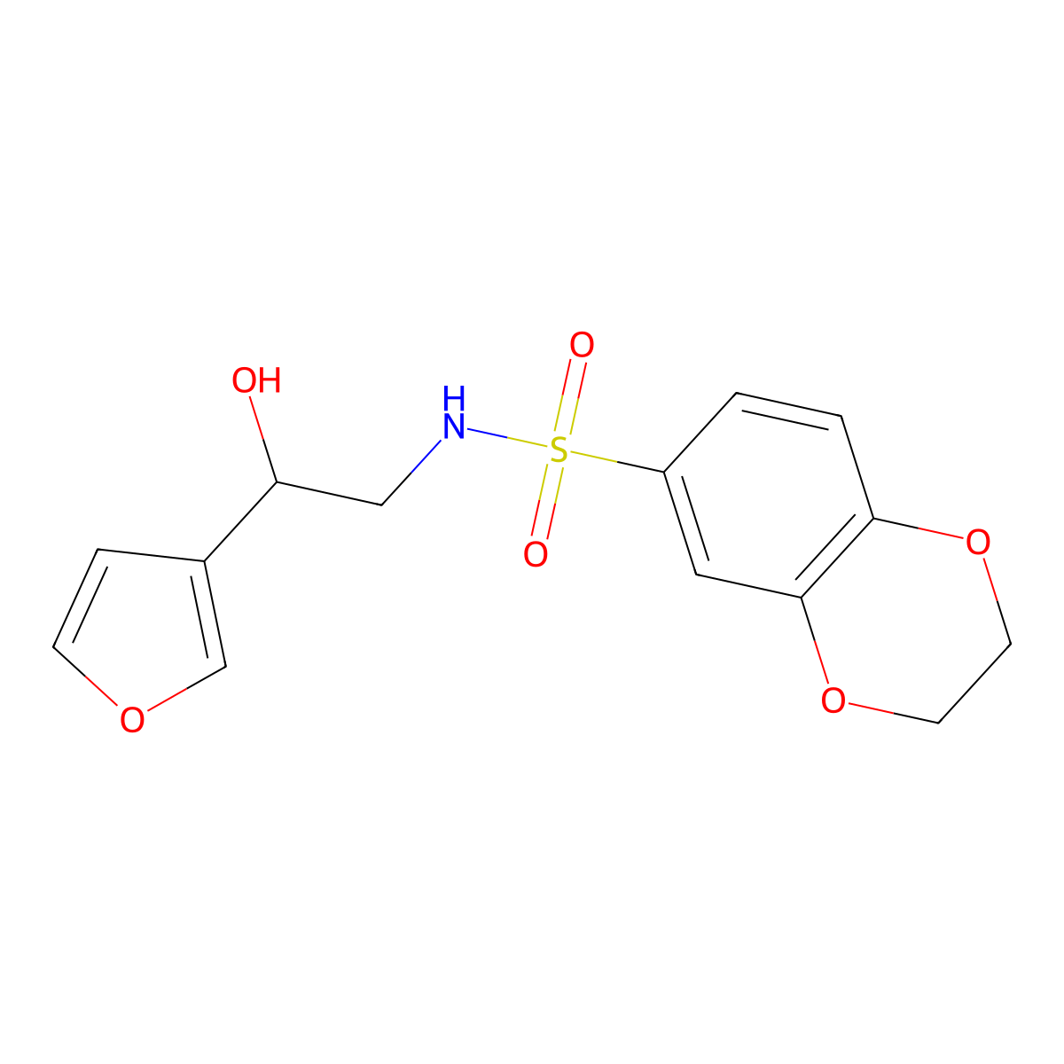 N-(2-(furan-3-yl)-2-hydroxyethyl)-2,3-dihydrobenzo[b][1,4]dioxine-6-sulfonamide molecular structure, CAS 1396854-32-2