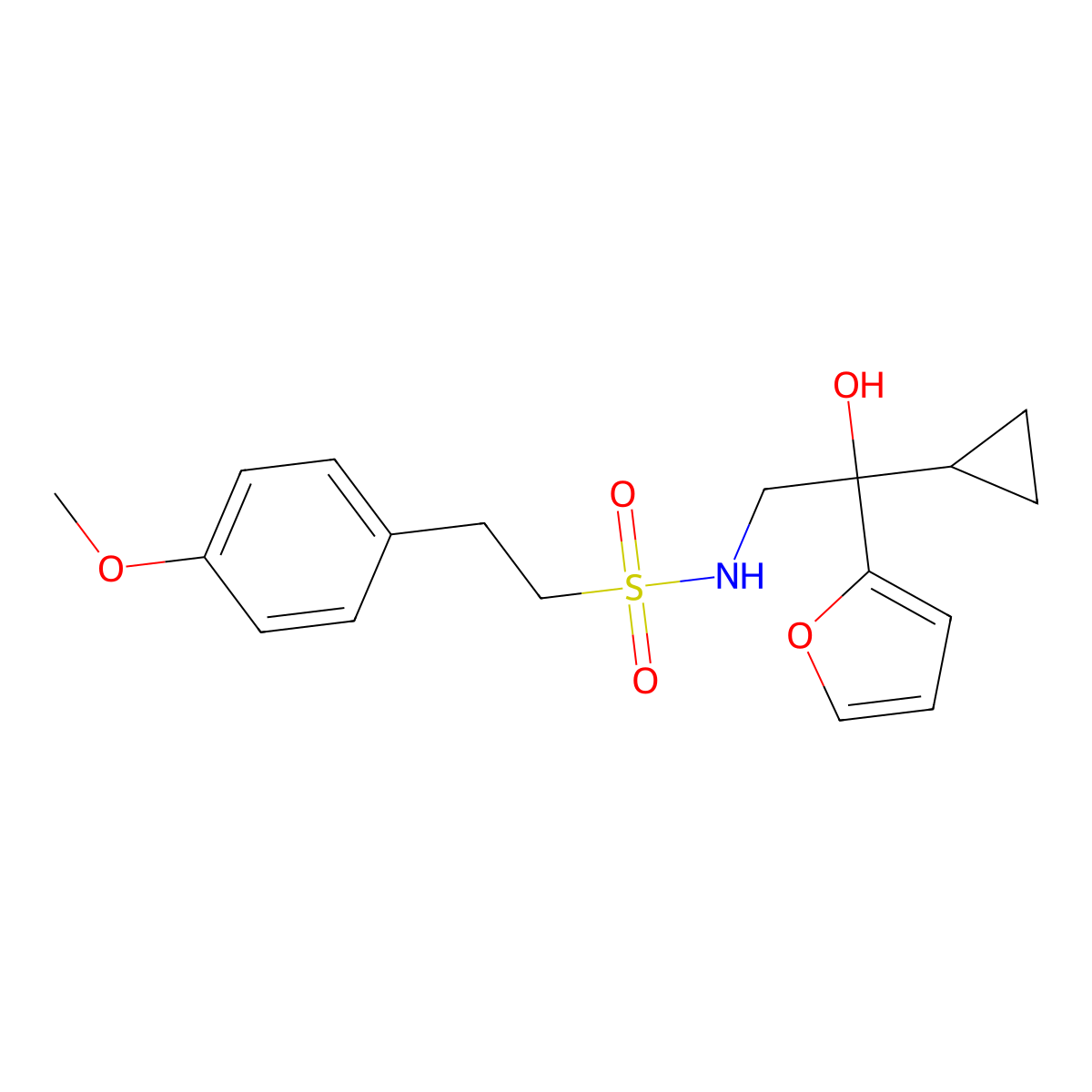 N-(2-cyclopropyl-2-(furan-2-yl)-2-hydroxyethyl)-2-(4-methoxyphenyl)ethanesulfonamide molecular structure, CAS 1396854-34-4