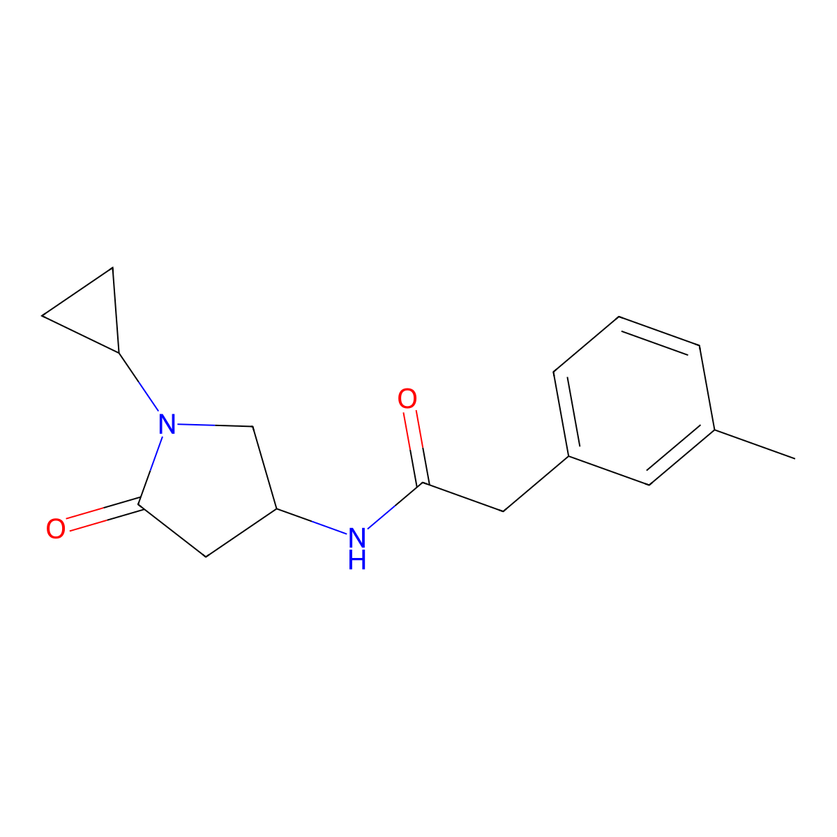 N-(1-cyclopropyl-5-oxopyrrolidin-3-yl)-2-(m-tolyl)acetamide molecular structure, CAS 1396854-35-5