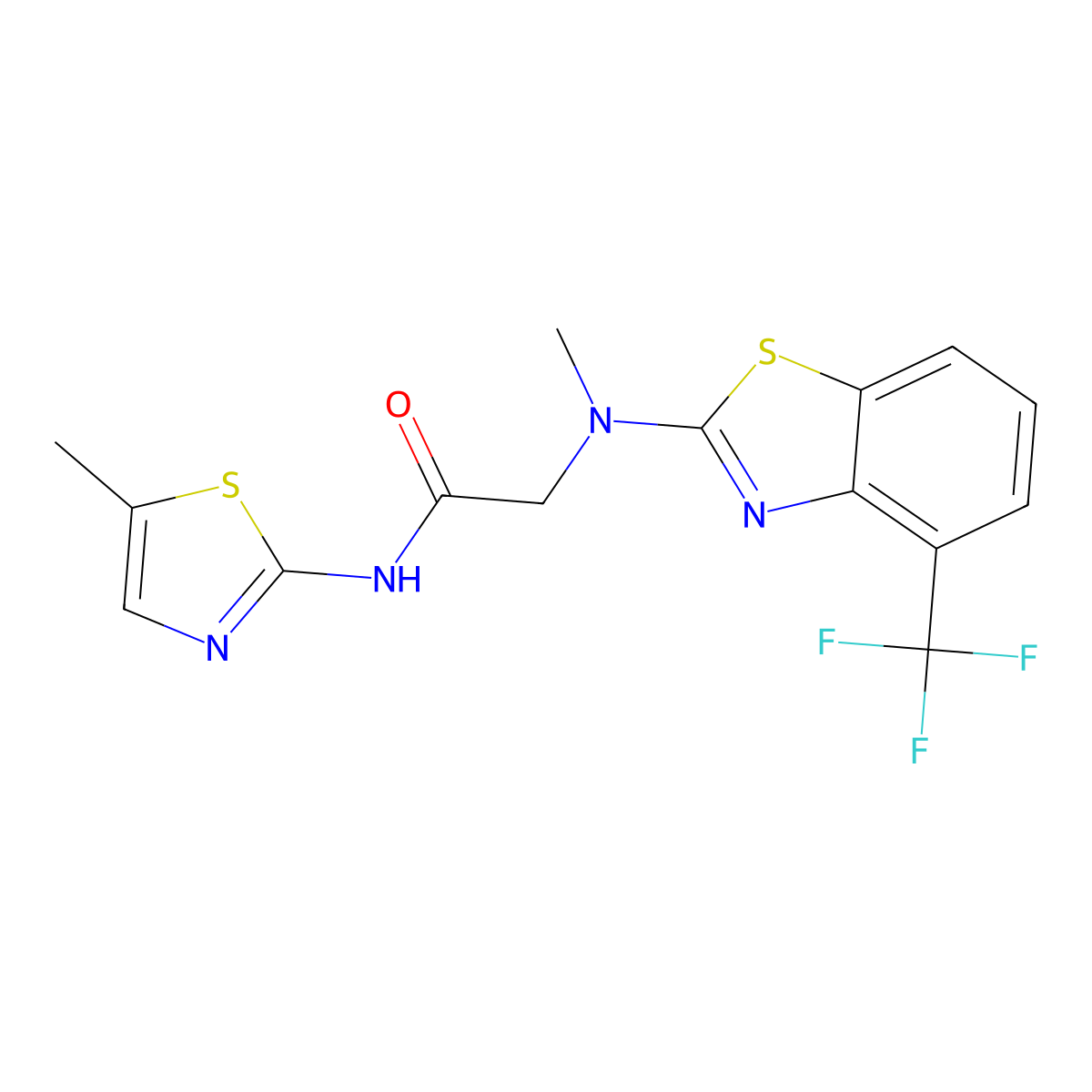 2-(methyl(4-(trifluoromethyl)benzo[d]thiazol-2-yl)amino)-N-(5-methylthiazol-2-yl)acetamide molecular structure, CAS 1396854-38-8