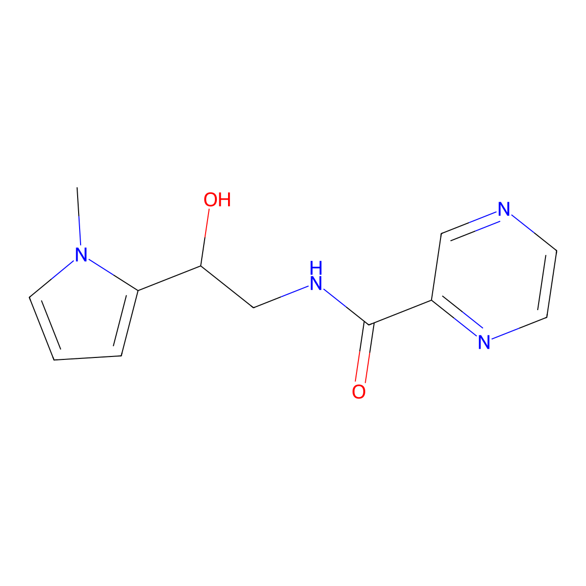 N-[2-hydroxy-2-(1-methyl-1H-pyrrol-2-yl)ethyl]pyrazine-2-carboxamide molecular structure, CAS 1396854-45-7
