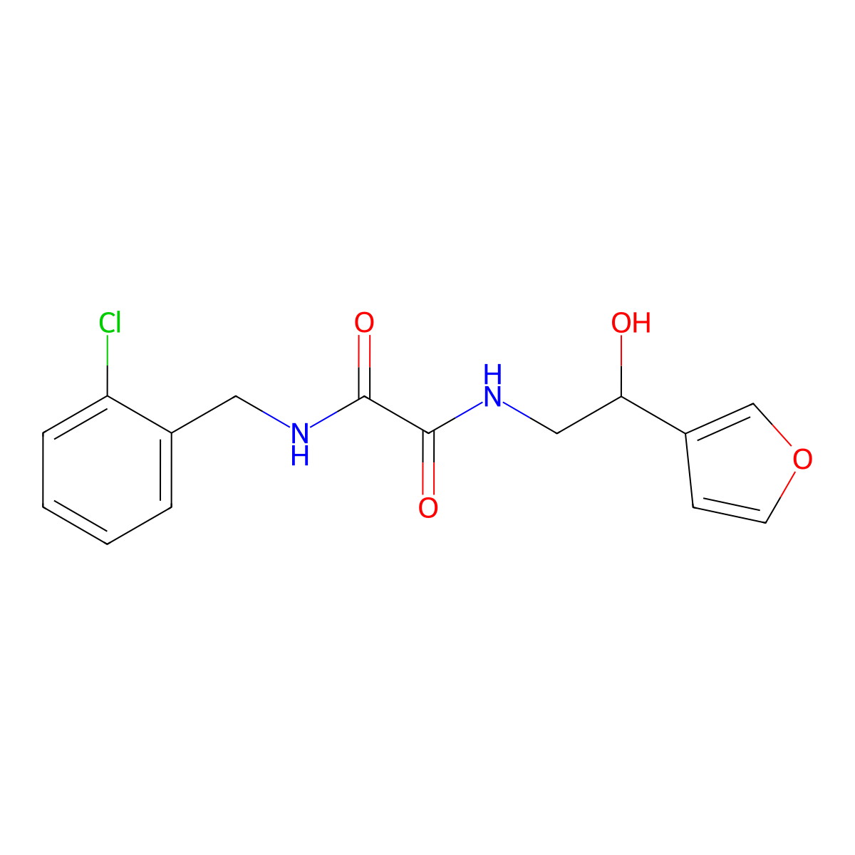 N1-(2-chlorobenzyl)-N2-(2-(furan-3-yl)-2-hydroxyethyl)oxalamide molecular structure, CAS 1396854-47-9