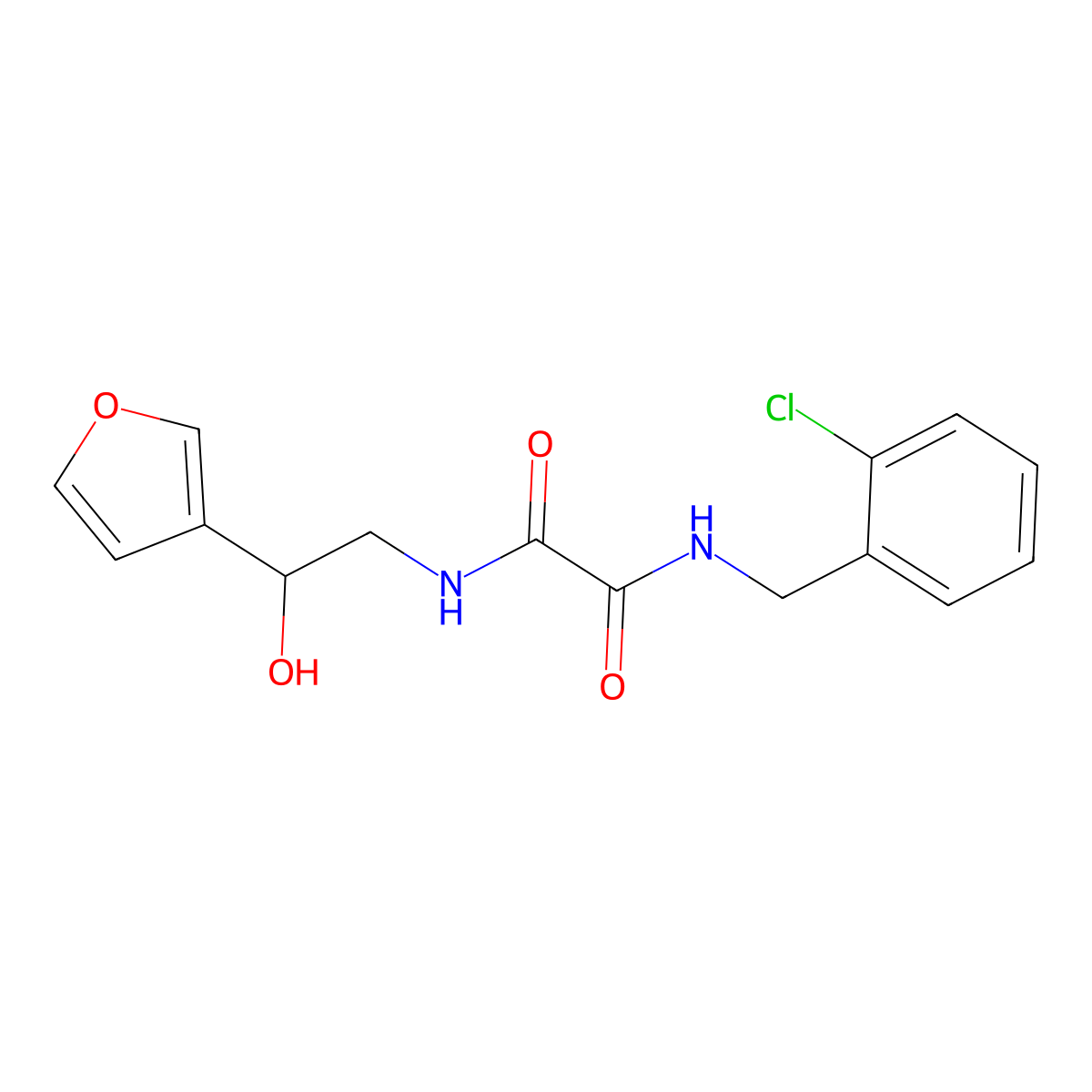 N1-(2-chlorobenzyl)-N2-(2-(furan-3-yl)-2-hydroxyethyl)oxalamide molecular structure, CAS 1396854-47-9