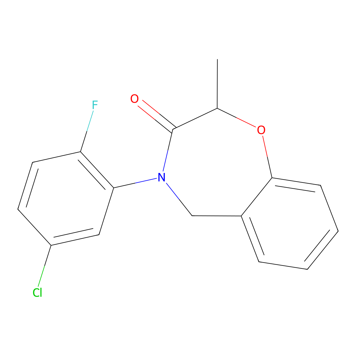 4-(5-chloro-2-fluorophenyl)-2-methyl-4,5-dihydro-1,4-benzoxazepin-3(2H)-one molecular structure, CAS 1396854-49-1