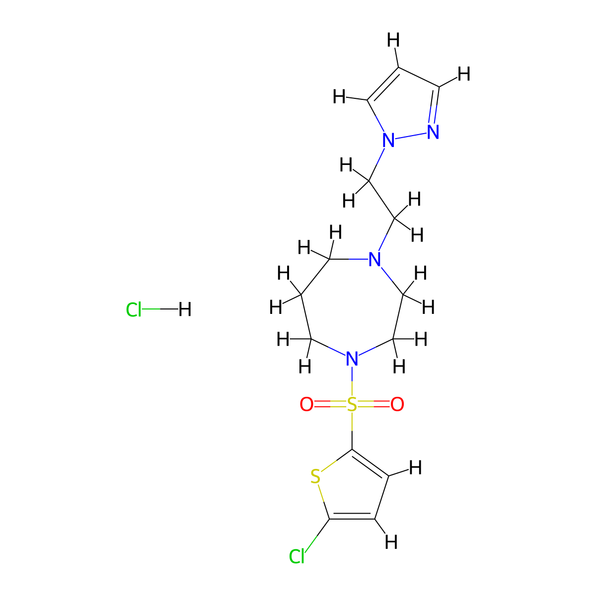 1-(2-(1H-pyrazol-1-yl)ethyl)-4-((5-chlorothiophen-2-yl)sulfonyl)-1,4-diazepane hydrochloride molecular structure, CAS 1396854-51-5