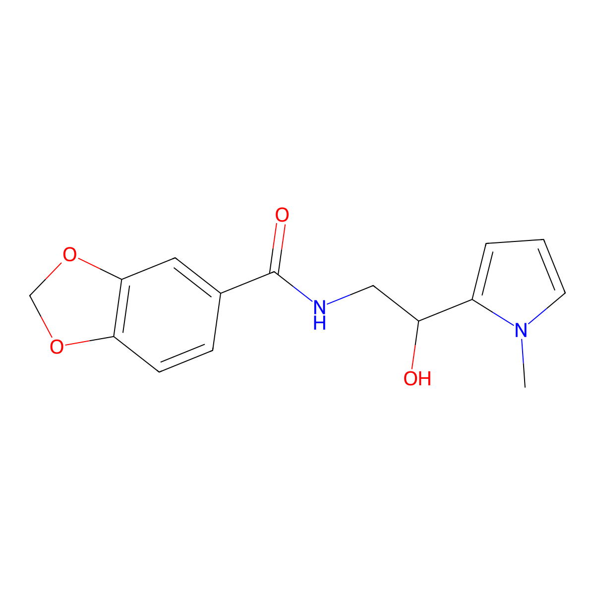 N-(2-hydroxy-2-(1-methyl-1H-pyrrol-2-yl)ethyl)benzo[d][1,3]dioxole-5-carboxamide molecular structure, CAS 1396854-55-9