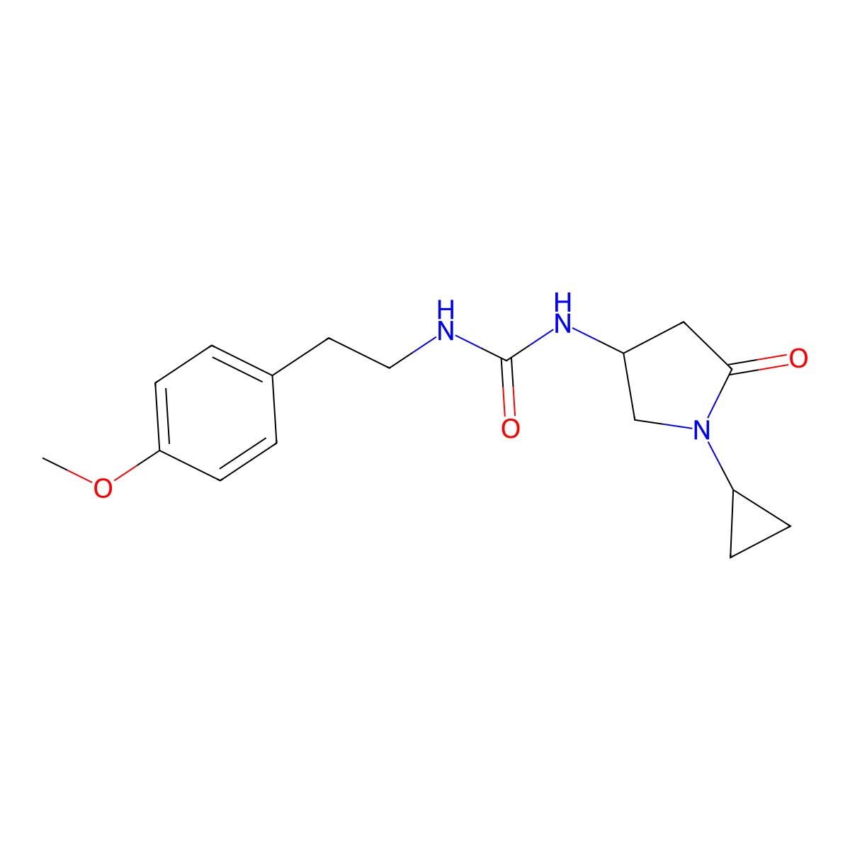 1-(1-Cyclopropyl-5-oxopyrrolidin-3-yl)-3-(4-methoxyphenethyl)urea molecular structure, CAS 1396854-57-1