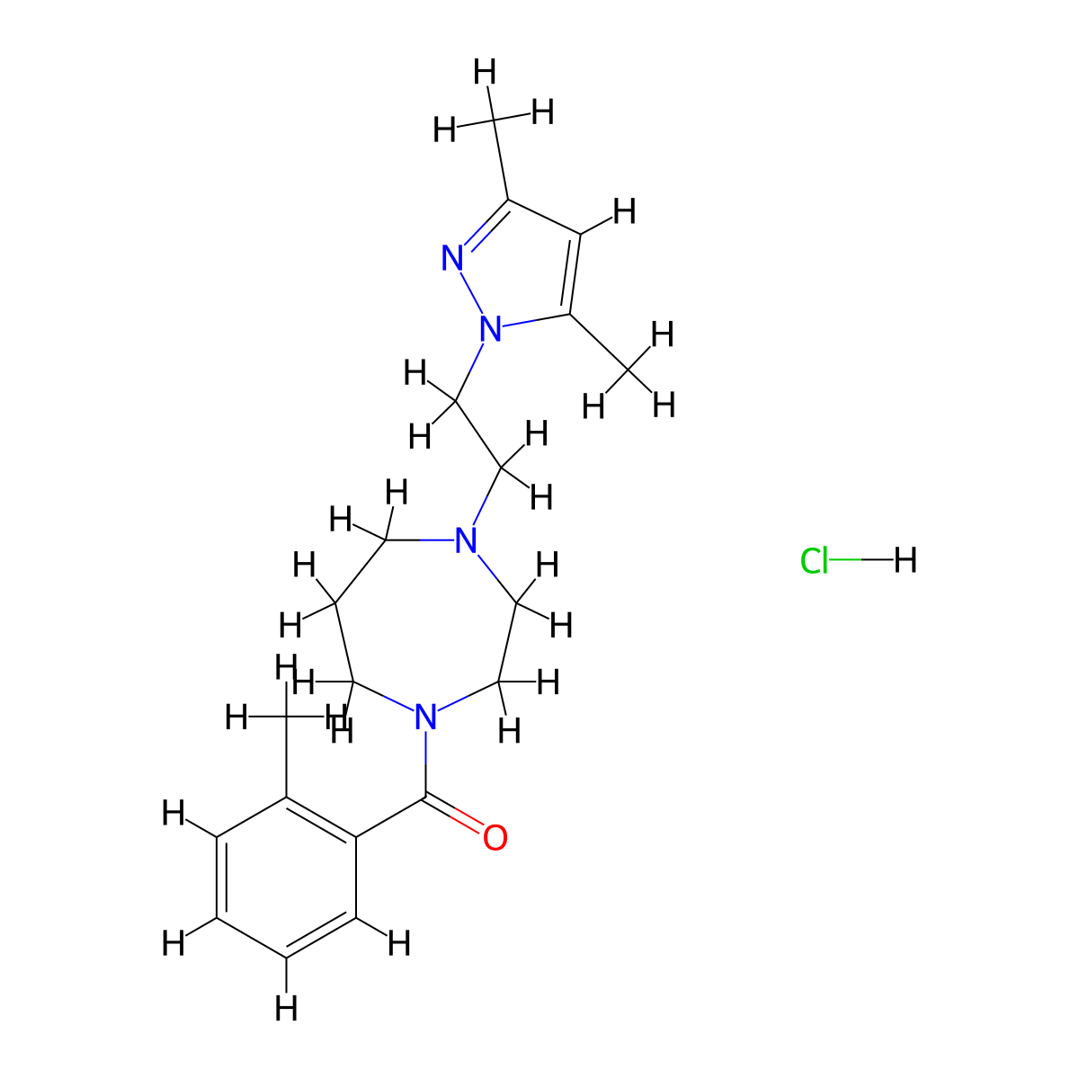 (4-(2-(3,5-dimethyl-1H-pyrazol-1-yl)ethyl)-1,4-diazepan-1-yl)(o-tolyl)methanone hydrochloride molecular structure, CAS 1396854-58-2