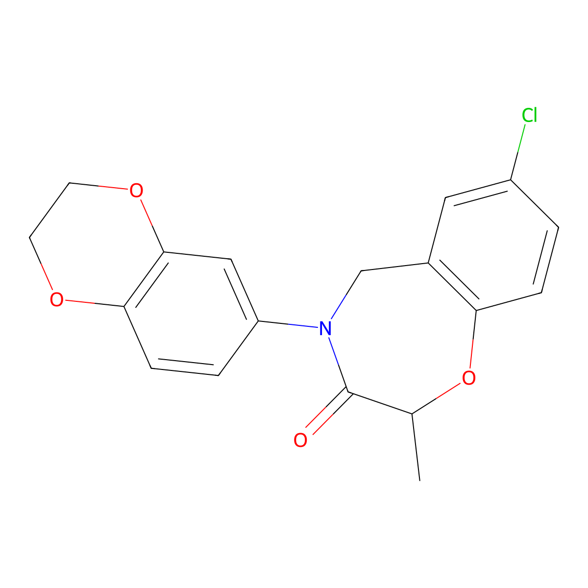 7-chloro-4-(2,3-dihydro-1,4-benzodioxin-6-yl)-2-methyl-4,5-dihydro-1,4-benzoxazepin-3(2H)-one molecular structure, CAS 1396854-59-3