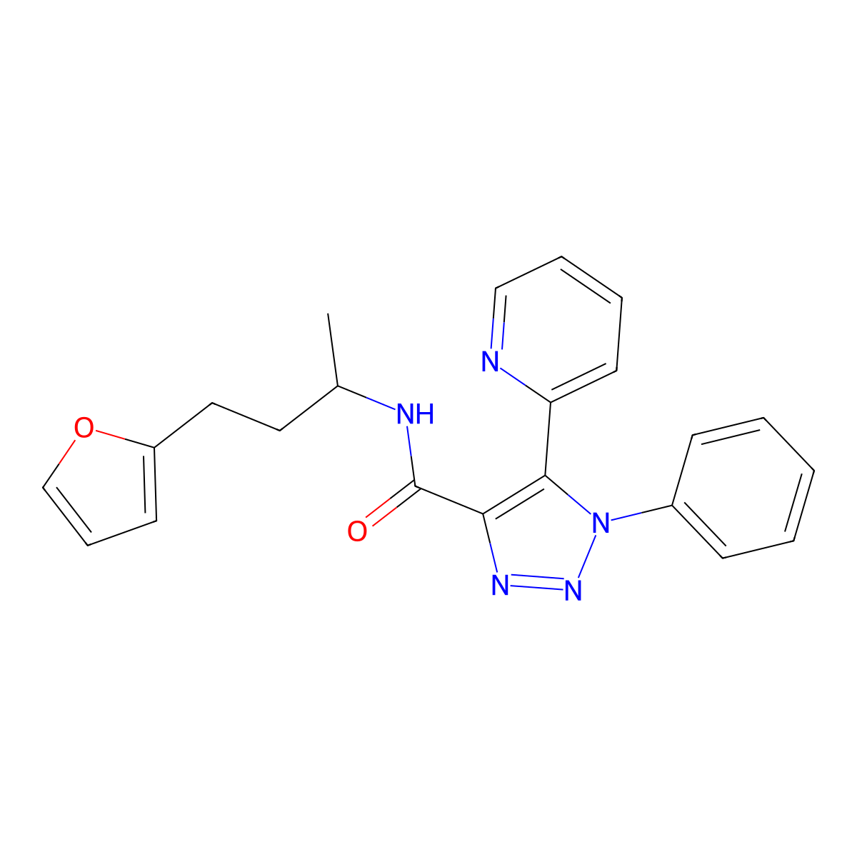 N-(4-(furan-2-yl)butan-2-yl)-1-phenyl-5-(pyridin-2-yl)-1H-1,2,3-triazole-4-carboxamide molecular structure, CAS 1396854-66-2