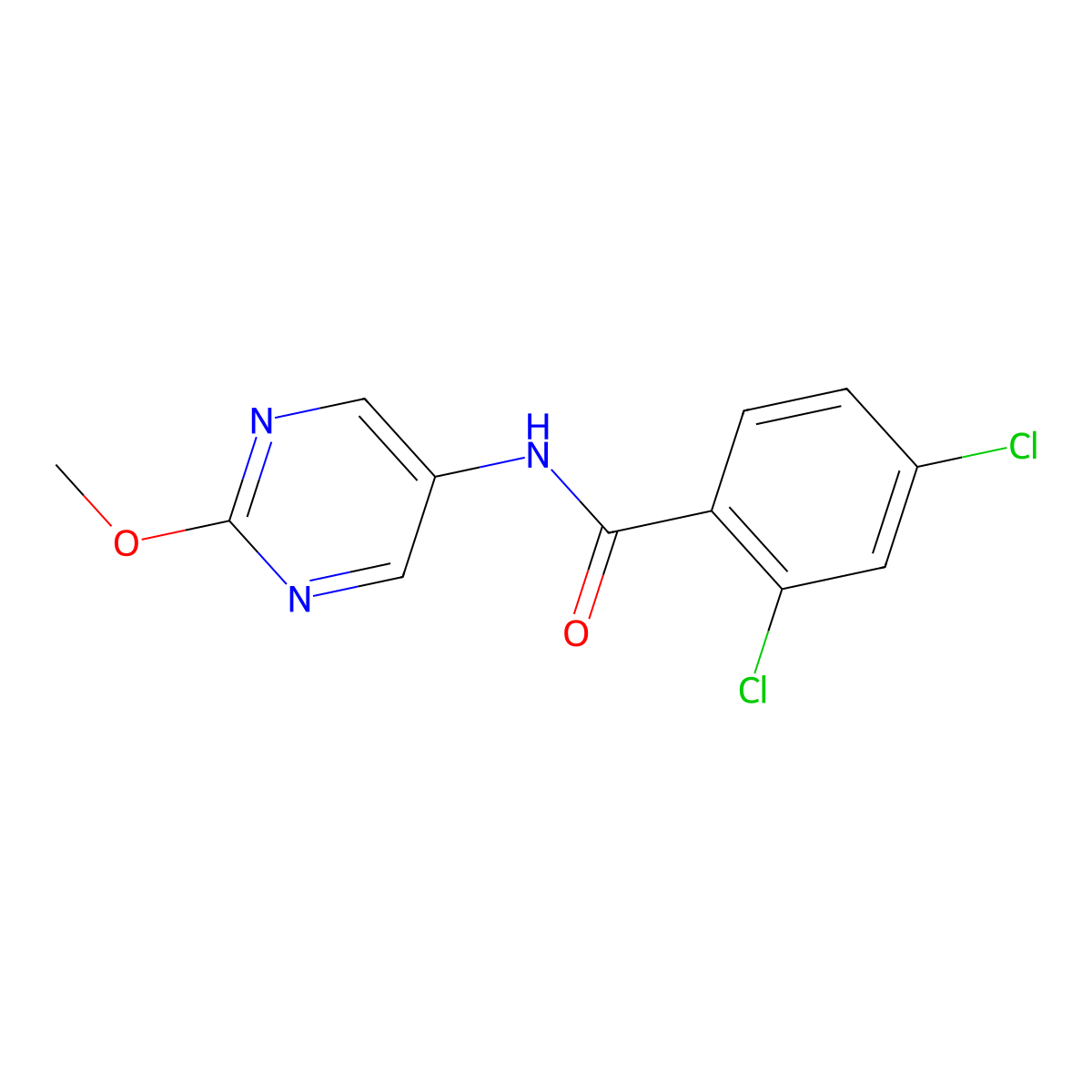 2,4-dichloro-N-(2-methoxypyrimidin-5-yl)benzamide molecular structure, CAS 1396854-68-4
