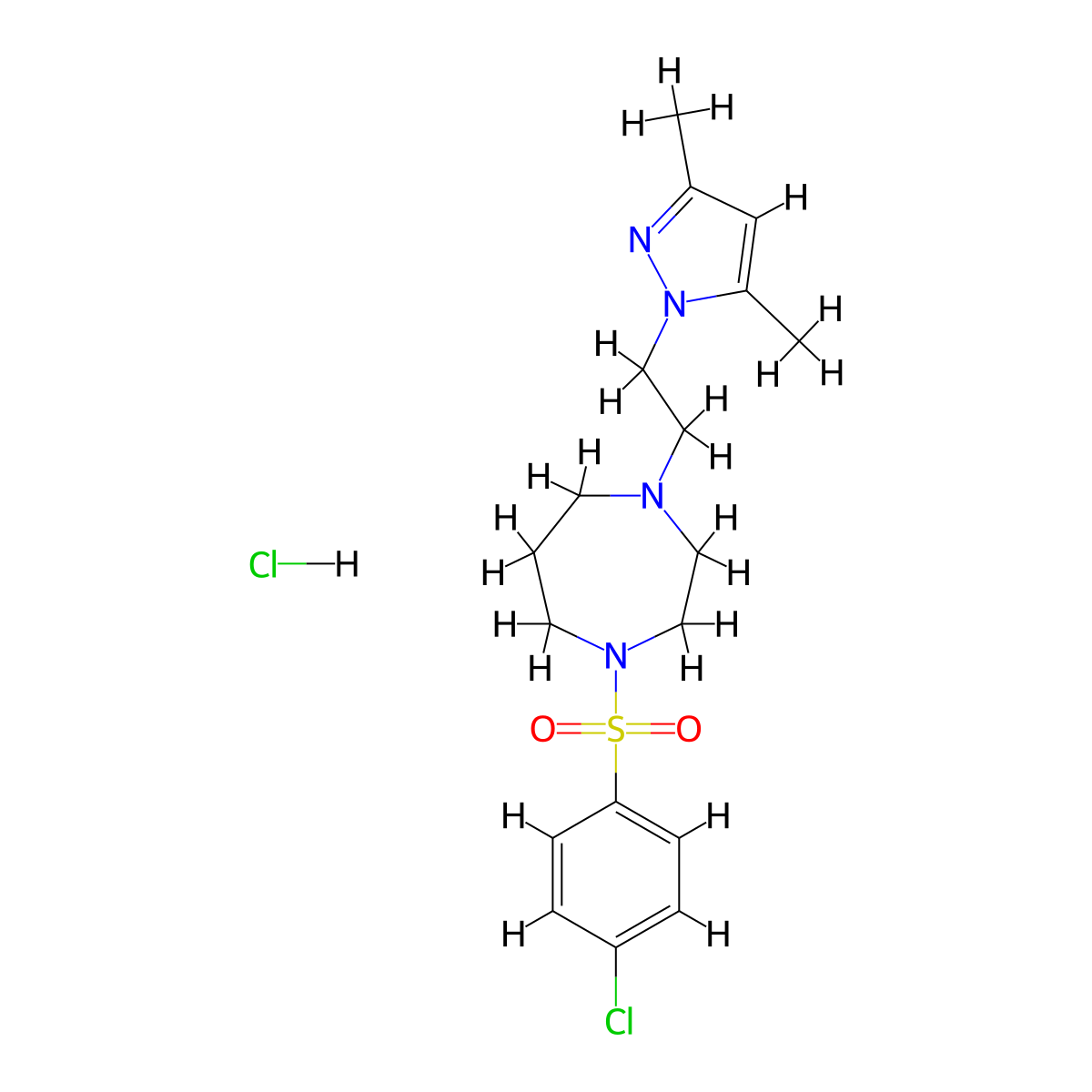 1-((4-chlorophenyl)sulfonyl)-4-(2-(3,5-dimethyl-1H-pyrazol-1-yl)ethyl)-1,4-diazepane hydrochloride molecular structure, CAS 1396854-69-5