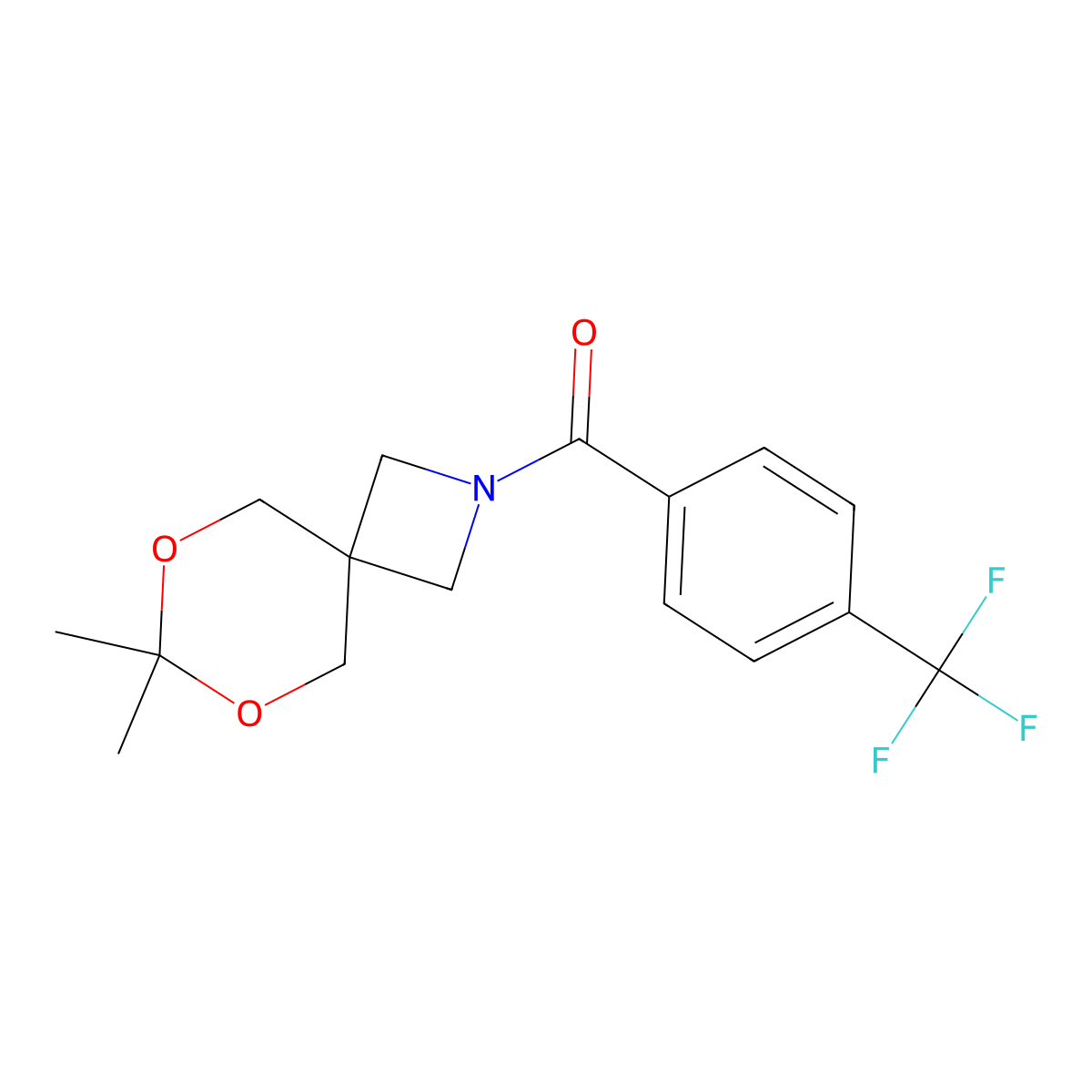 (7,7-Dimethyl-6,8-dioxa-2-azaspiro[3.5]nonan-2-yl)(4-(trifluoromethyl)phenyl)methanone molecular structure, CAS 1396854-71-9