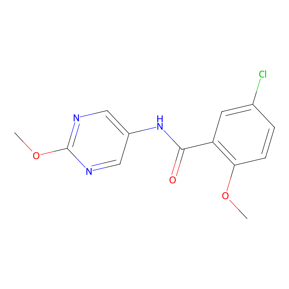 5-chloro-2-methoxy-N-(2-methoxypyrimidin-5-yl)benzamide molecular structure, CAS 1396854-74-2