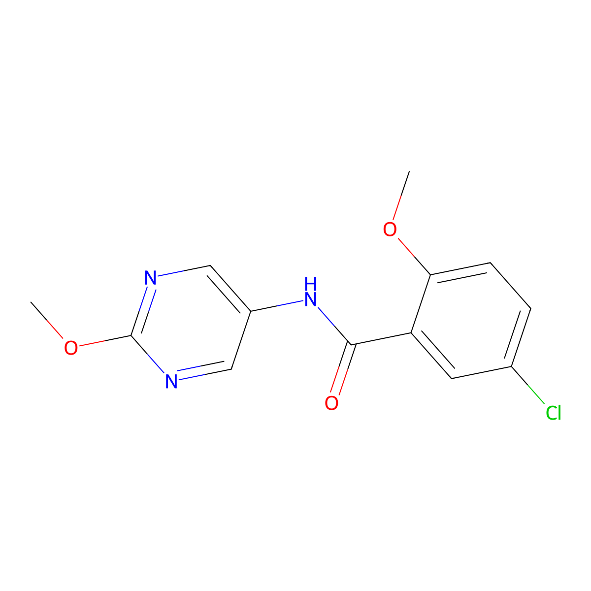5-chloro-2-methoxy-N-(2-methoxypyrimidin-5-yl)benzamide molecular structure, CAS 1396854-74-2
