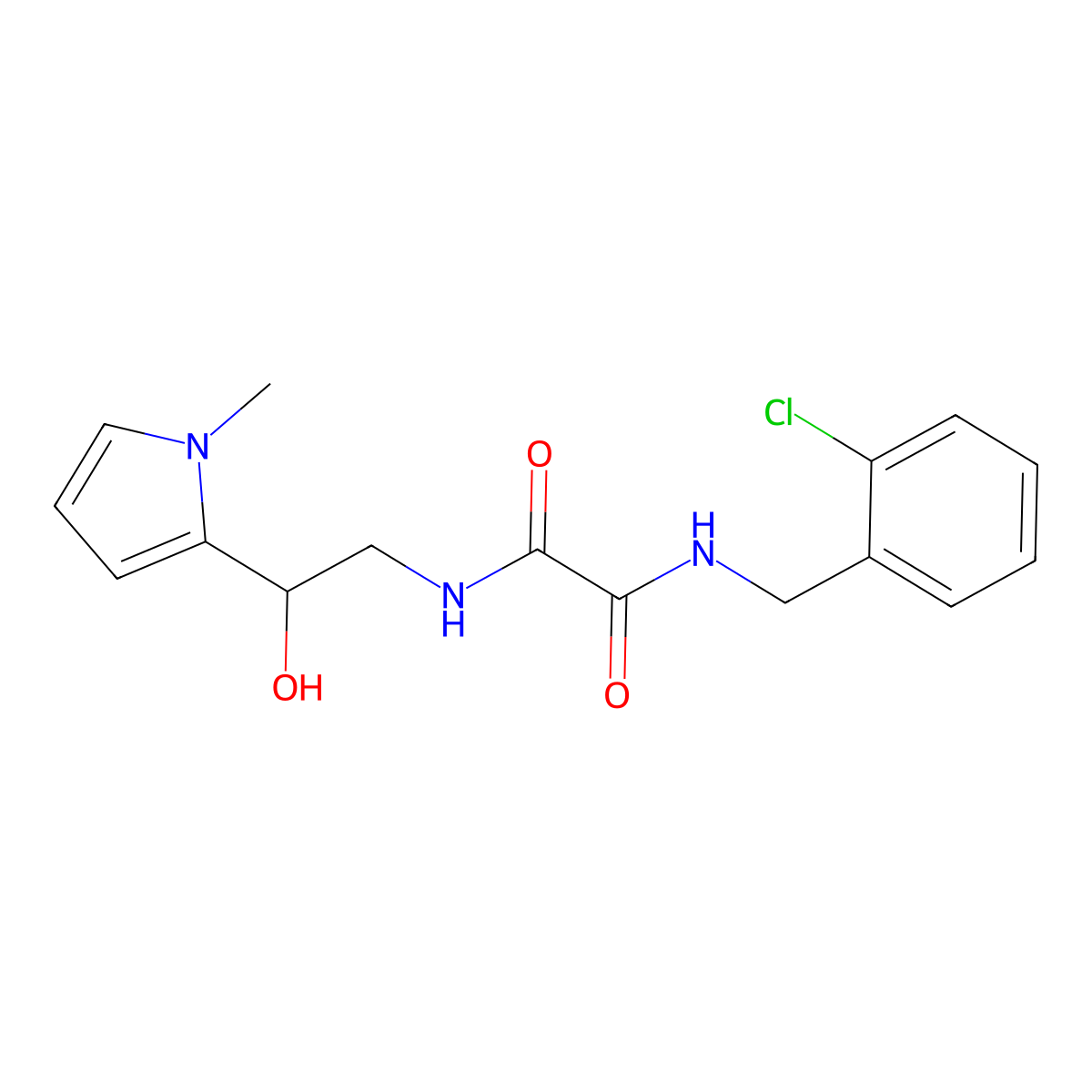 N1-(2-chlorobenzyl)-N2-(2-hydroxy-2-(1-methyl-1H-pyrrol-2-yl)ethyl)oxalamide molecular structure, CAS 1396854-80-0