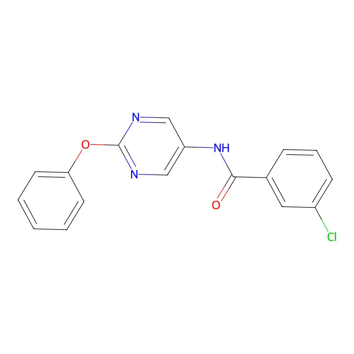 3-chloro-N-(2-phenoxypyrimidin-5-yl)benzamide molecular structure, CAS 1396854-83-3