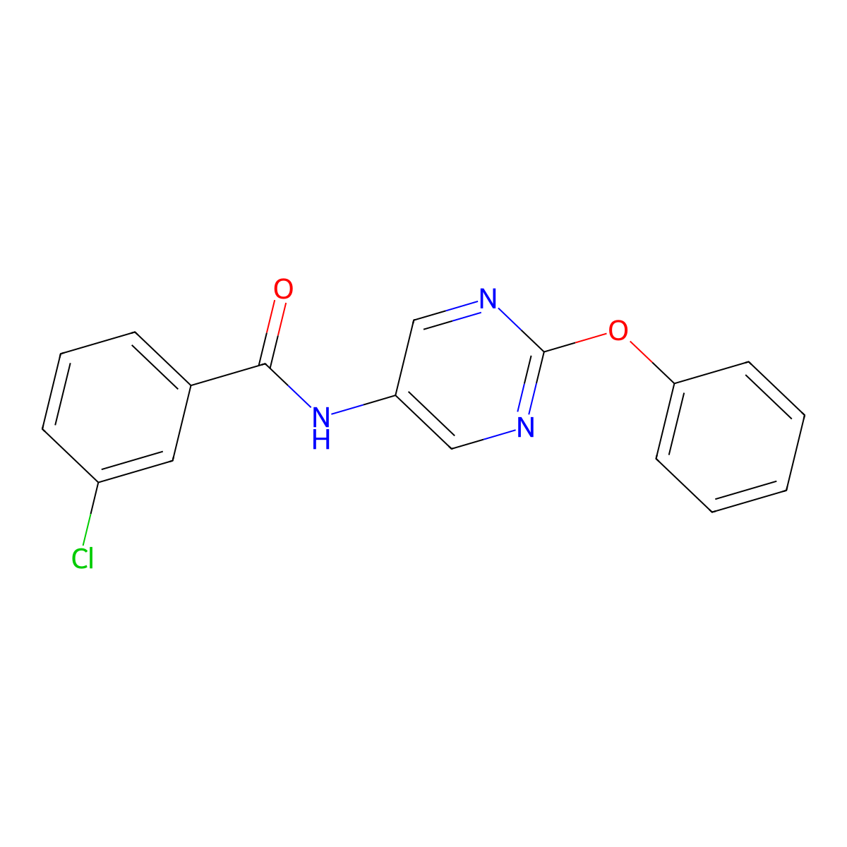 3-chloro-N-(2-phenoxypyrimidin-5-yl)benzamide molecular structure, CAS 1396854-83-3