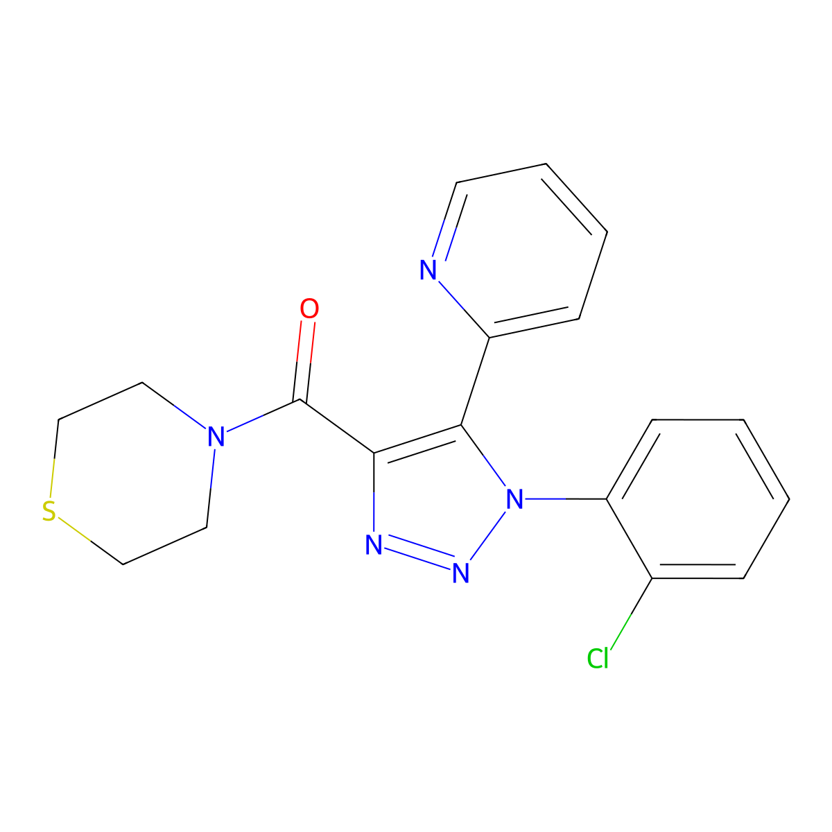 4-{[1-(2-chlorophenyl)-5-pyridin-2-yl-1H-1,2,3-triazol-4-yl]carbonyl}thiomorpholine molecular structure, CAS 1396854-84-4