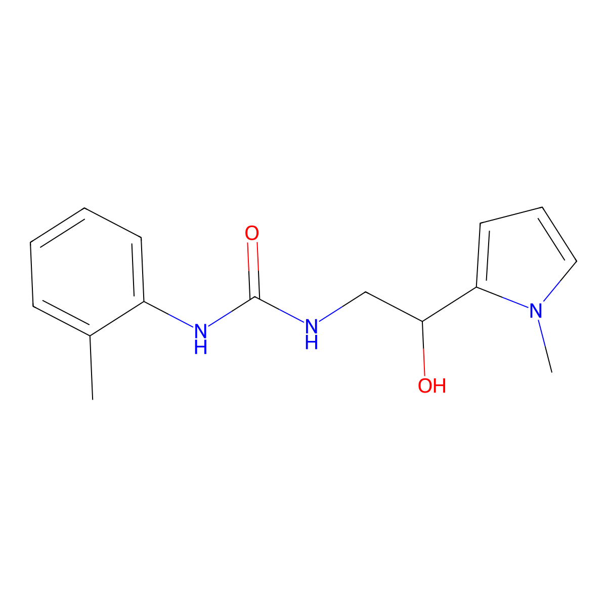 1-(2-hydroxy-2-(1-methyl-1H-pyrrol-2-yl)ethyl)-3-(o-tolyl)urea molecular structure, CAS 1396854-90-2