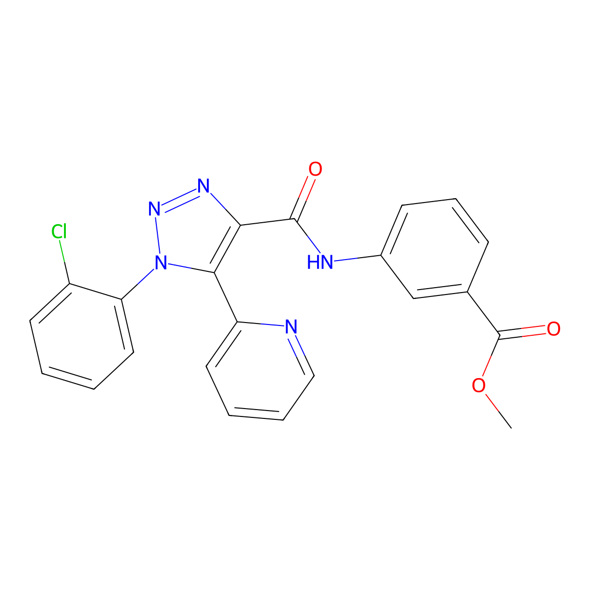 methyl 3-({[1-(2-chlorophenyl)-5-pyridin-2-yl-1H-1,2,3-triazol-4-yl]carbonyl}amino)benzoate molecular structure, CAS 1396854-91-3