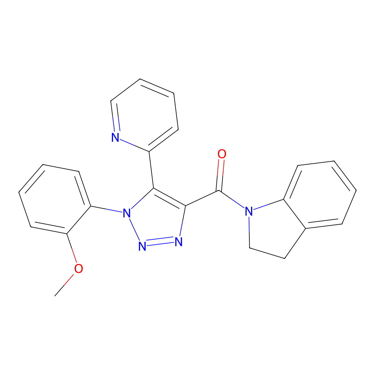 1-{[1-(2-methoxyphenyl)-5-pyridin-2-yl-1H-1,2,3-triazol-4-yl]carbonyl}indoline molecular structure, CAS 1396854-96-8