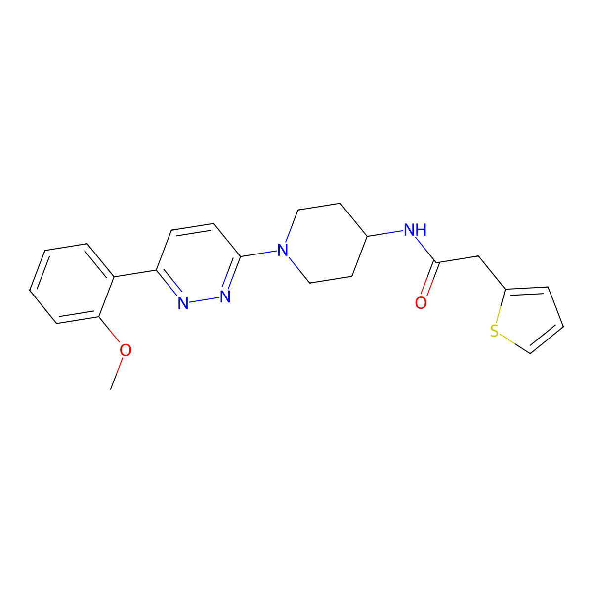 N-{1-[6-(2-methoxyphenyl)pyridazin-3-yl]piperidin-4-yl}-2-(2-thienyl)acetamide molecular structure, CAS 1396854-97-9